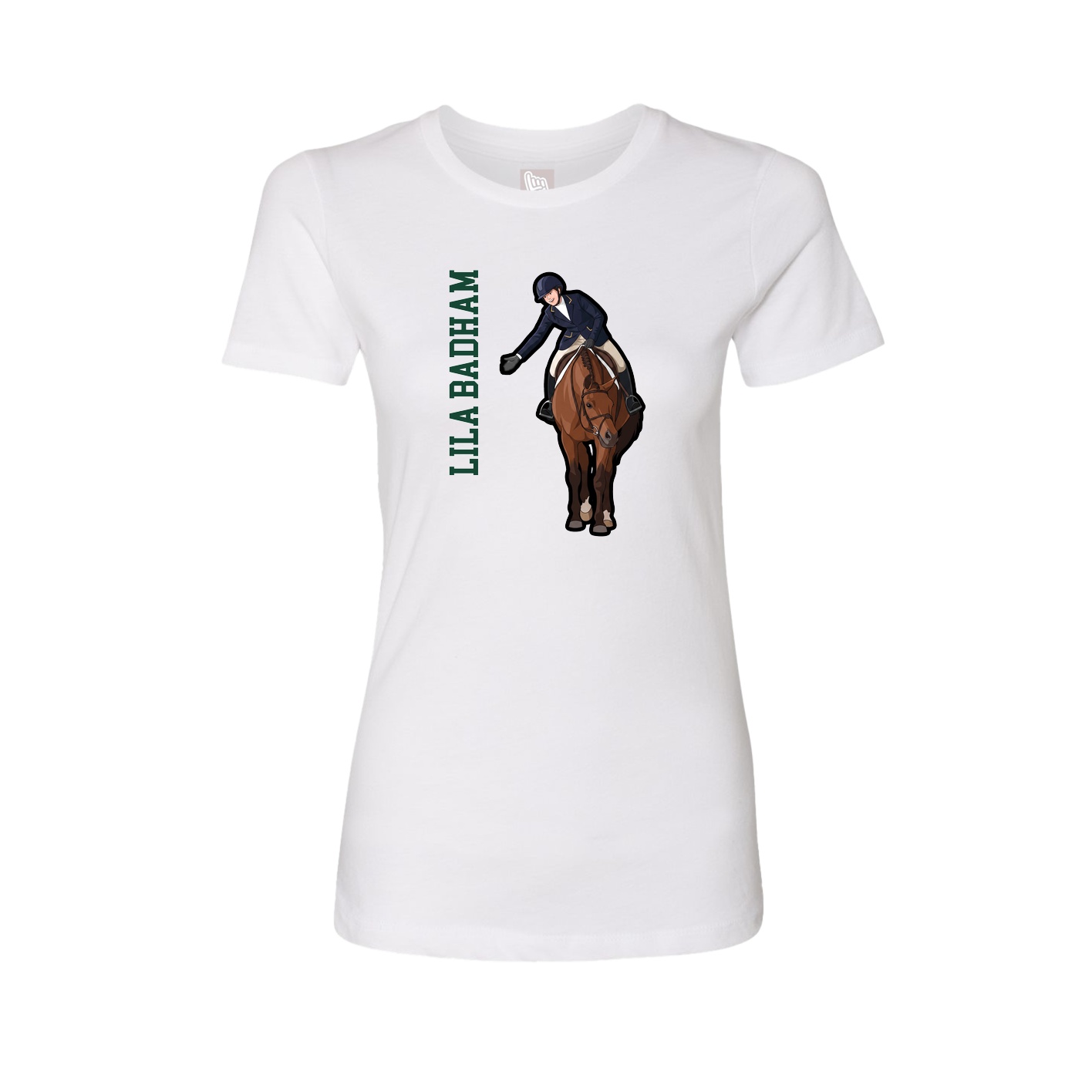 Fitted Women's Tee — Name Vertical in White