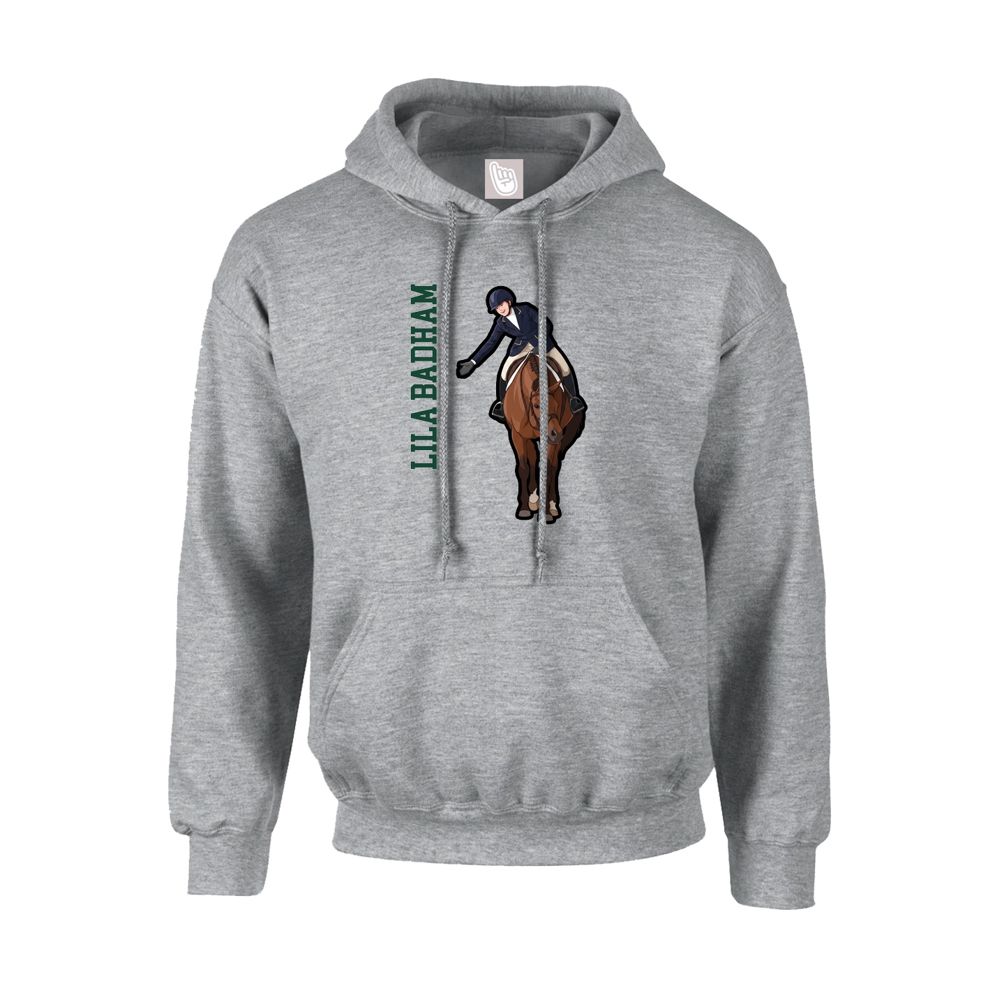 Hoodie — Name Vertical in Grey
