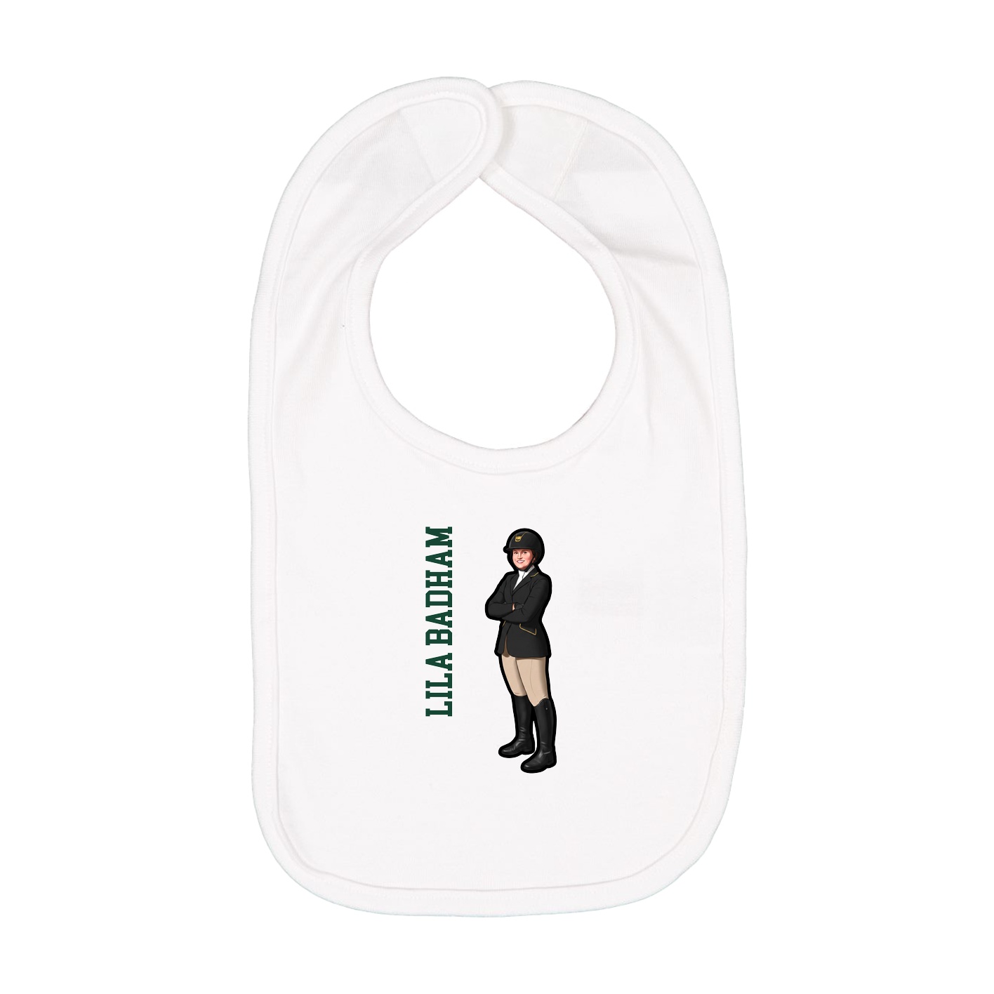 Infant Bib — Name Vertical in White