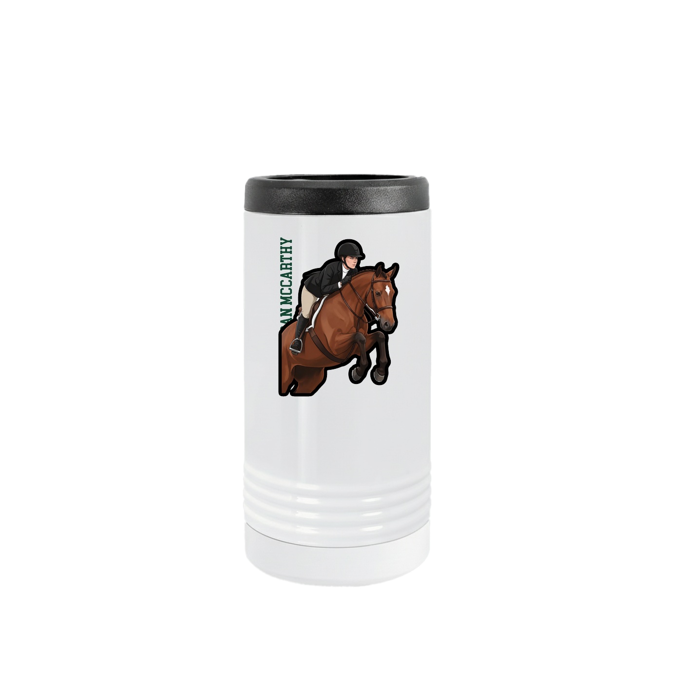 Slim Beverage Holder — Name Vertical in White