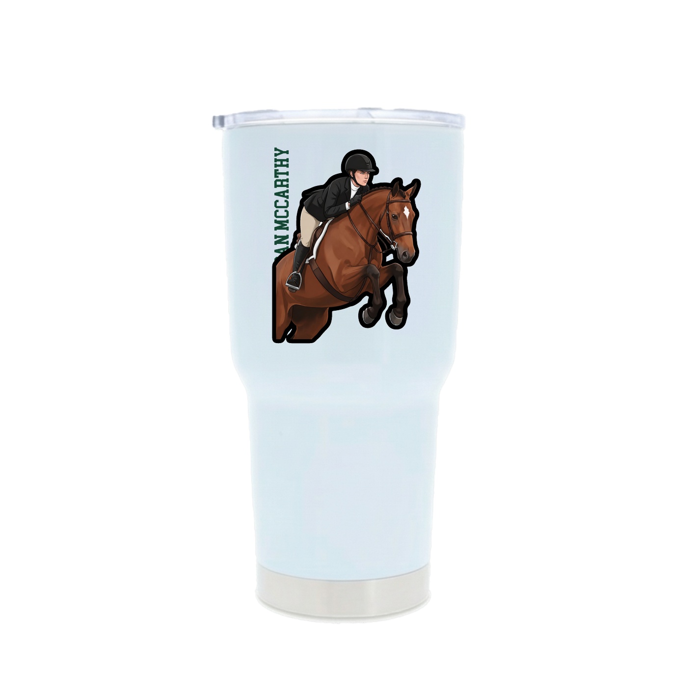 30oz Stainless Steel Tumbler — Name Vertical in White