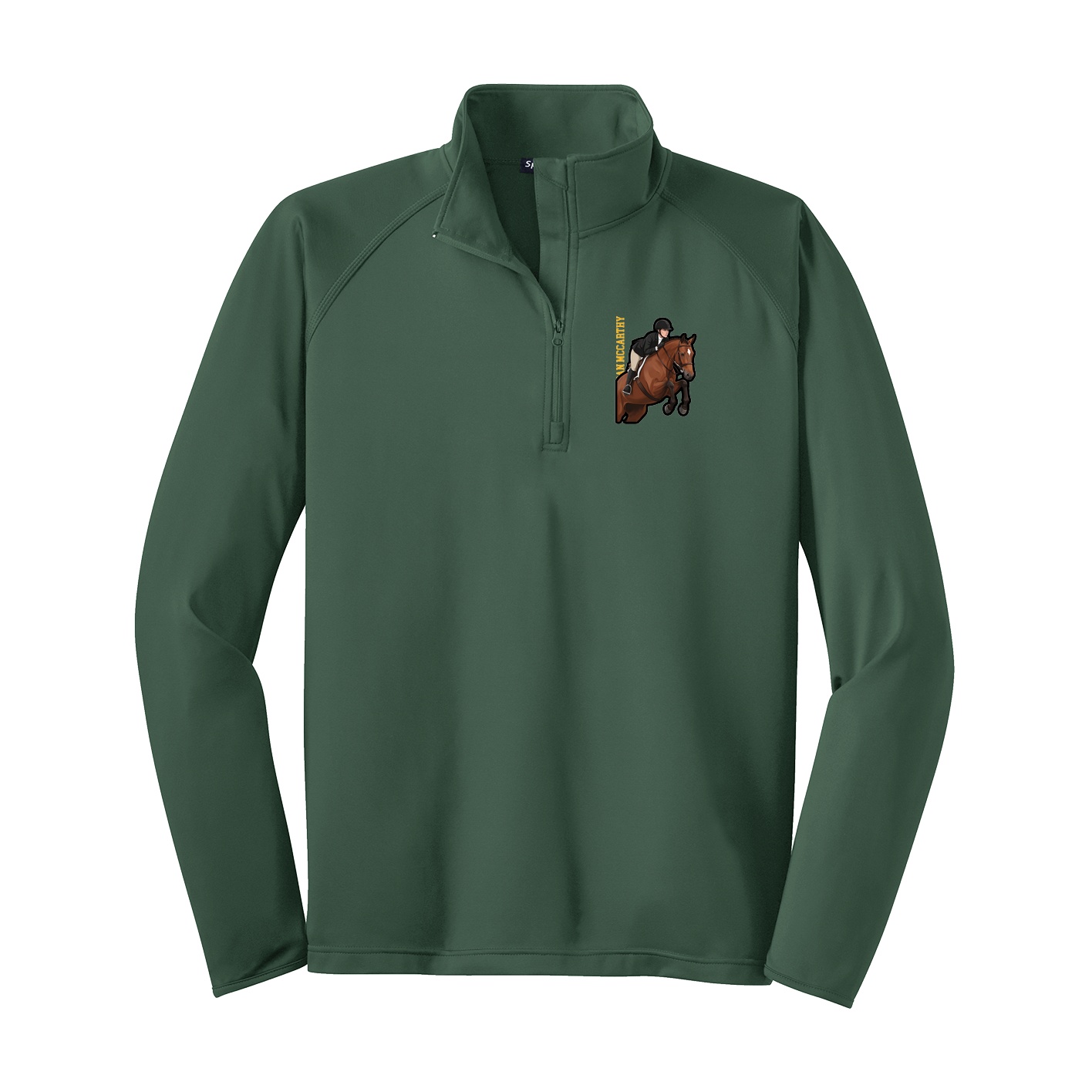 Q-Zip Pullover — Name Vertical in Green