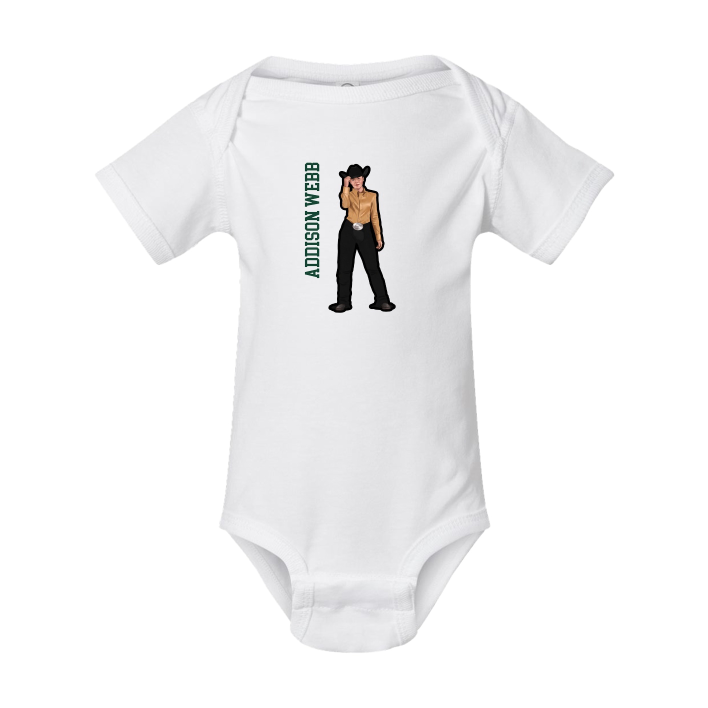 Baby Onesie — Name Vertical in White