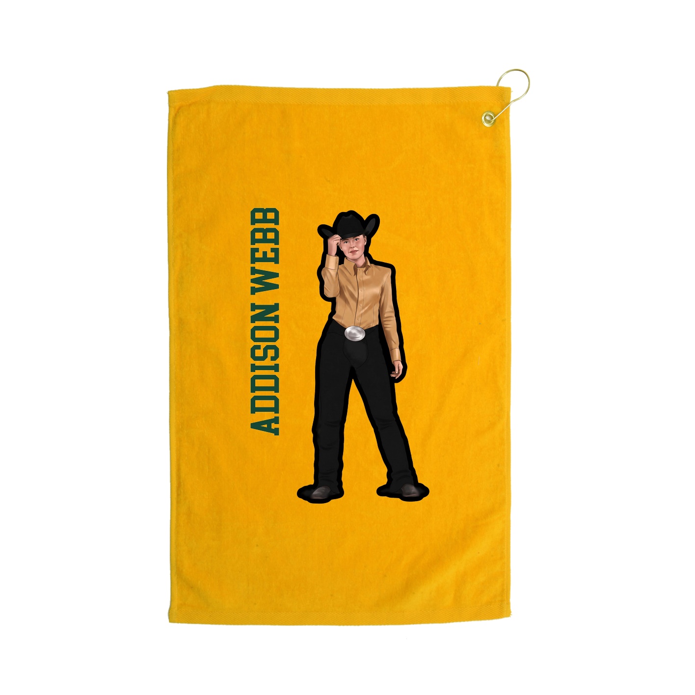 Golf Towel — Name Vertical in Gold