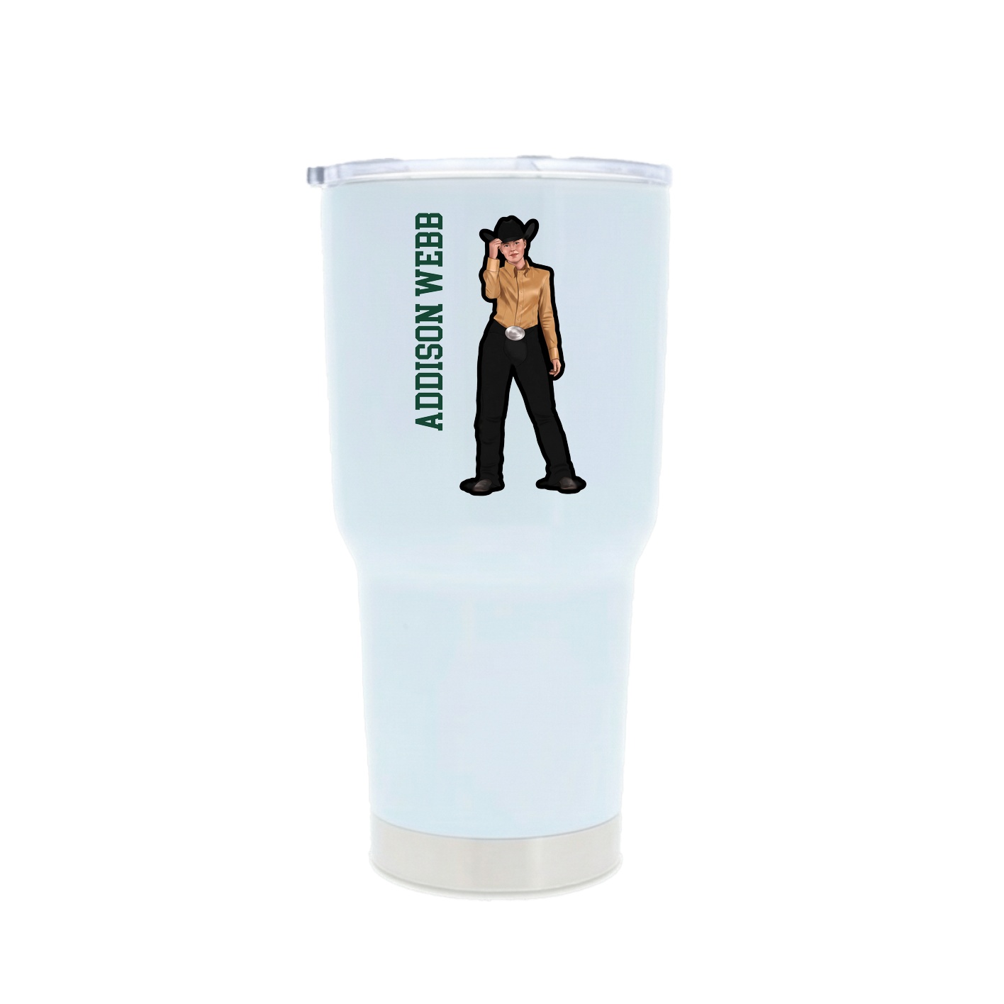 30oz Stainless Steel Tumbler — Name Vertical in White