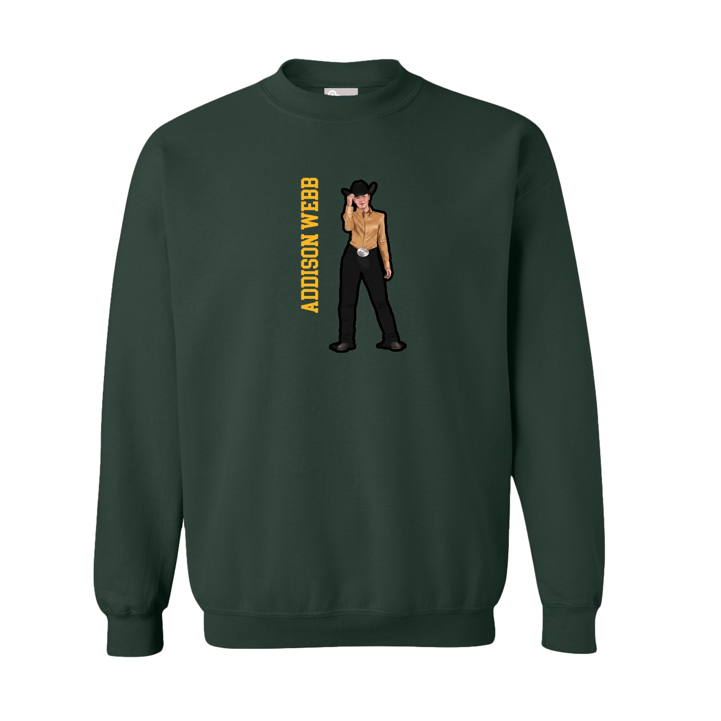 Fleece Crew — Name Vertical in Green