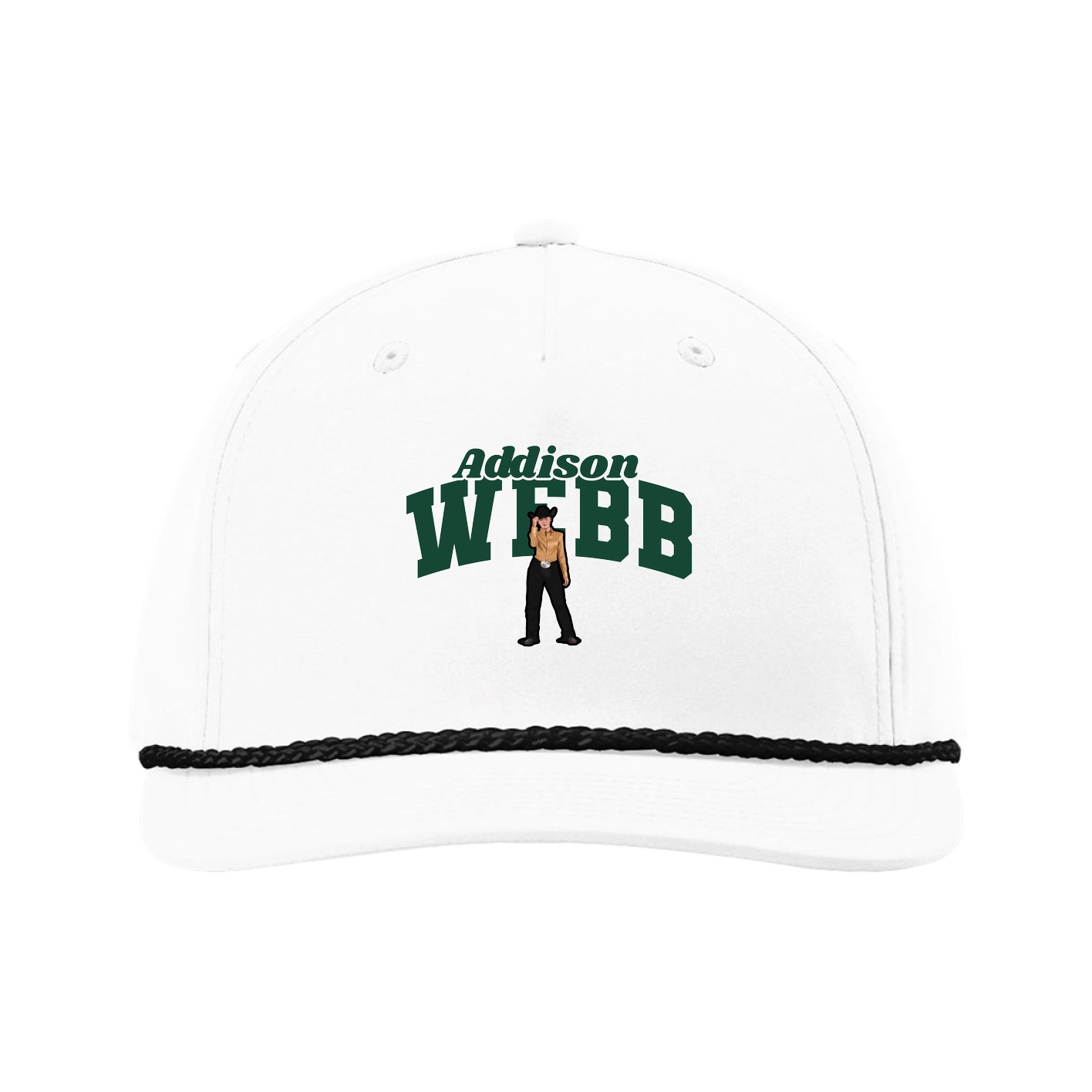 Five-Panel Classic Rope Cap — Signature Arch in White