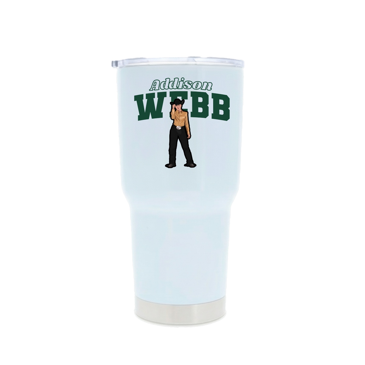 30oz Stainless Steel Tumbler — Name Arch in White