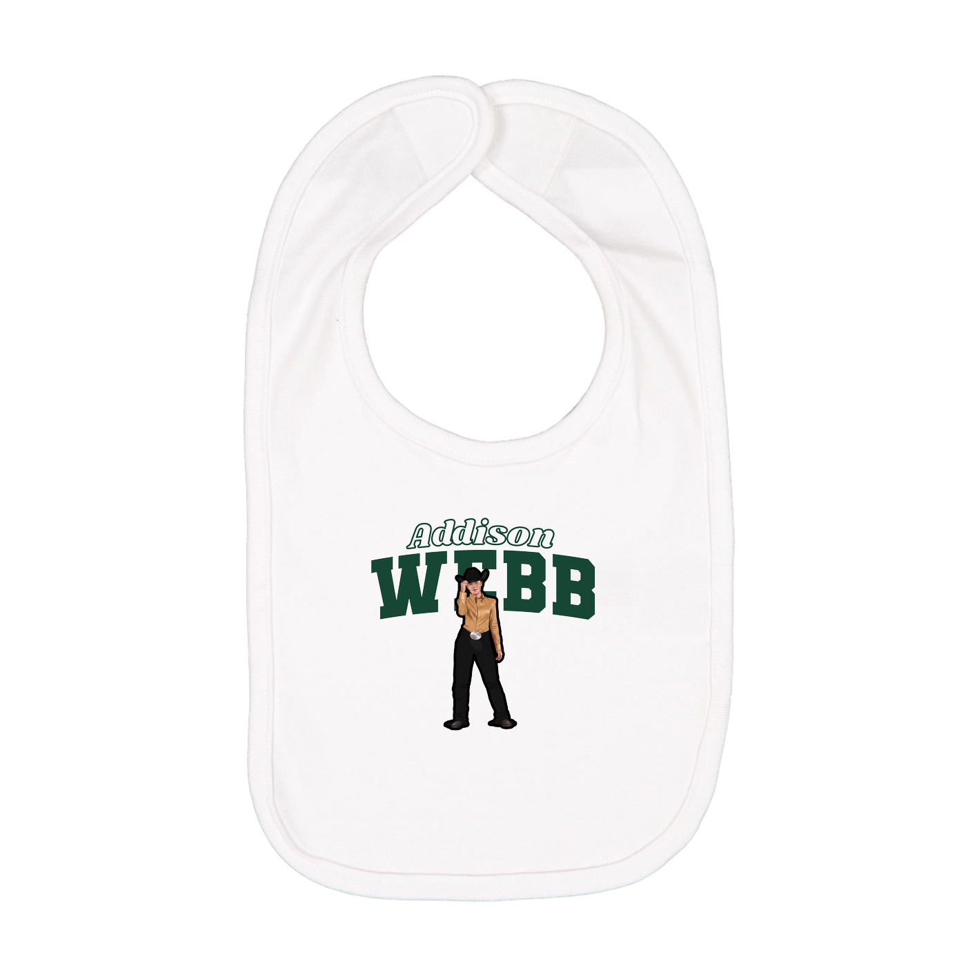 Infant Bib — Name Arch in White
