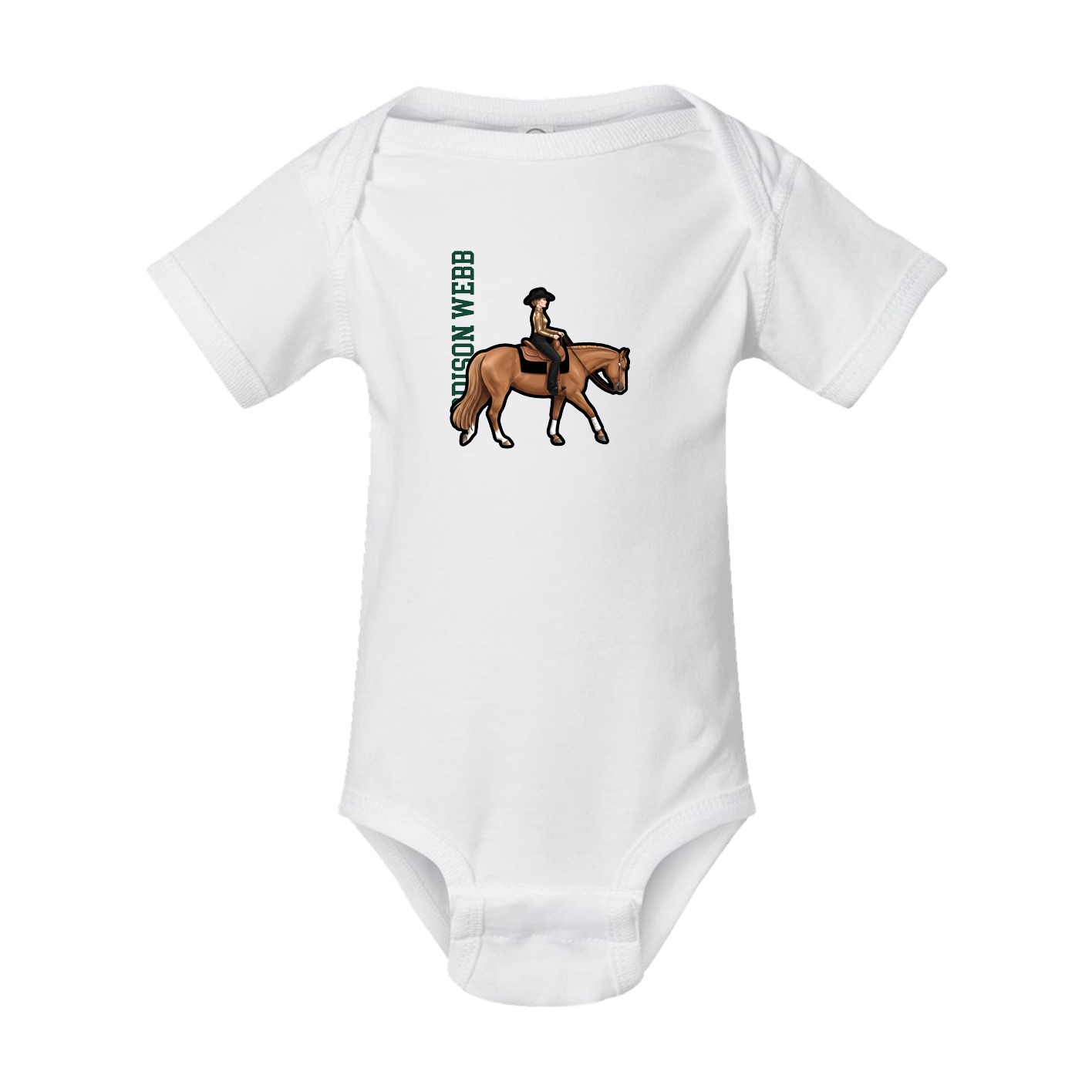 Baby Onesie — Name Vertical in White