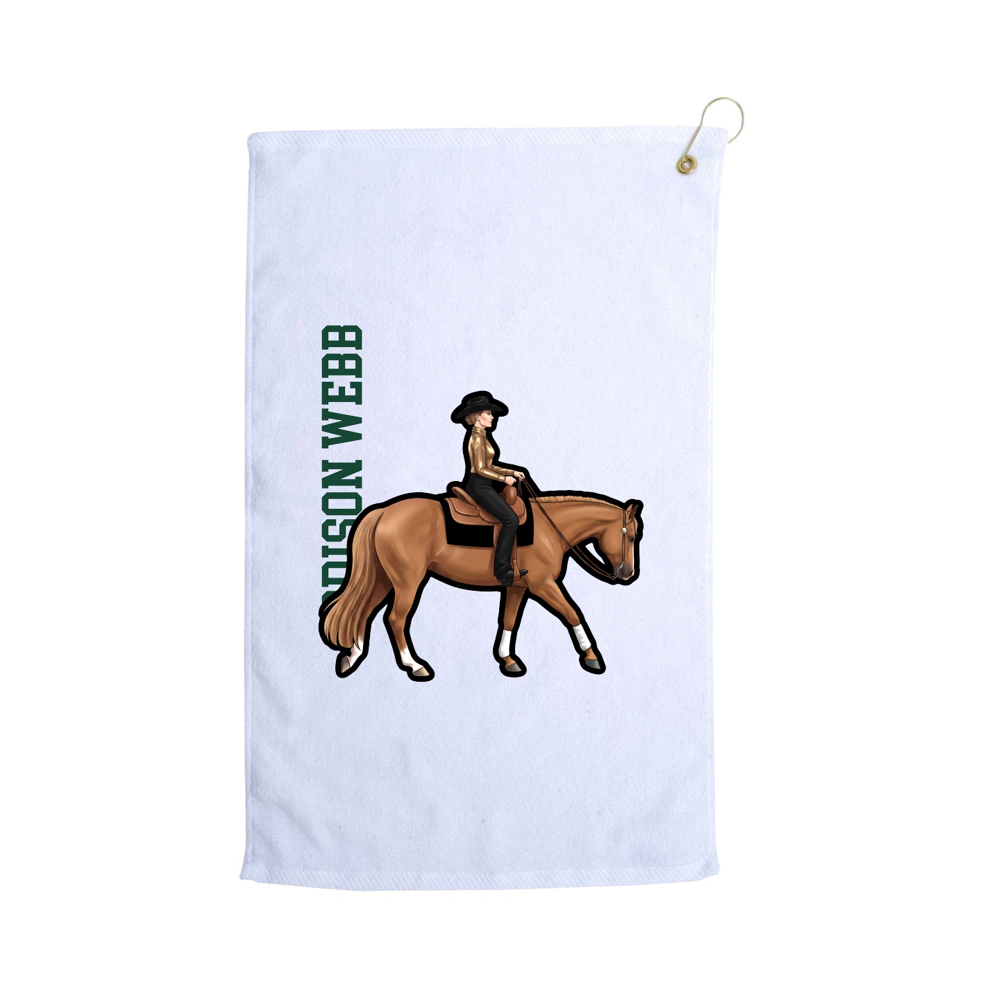 Golf Towel — Name Vertical in White