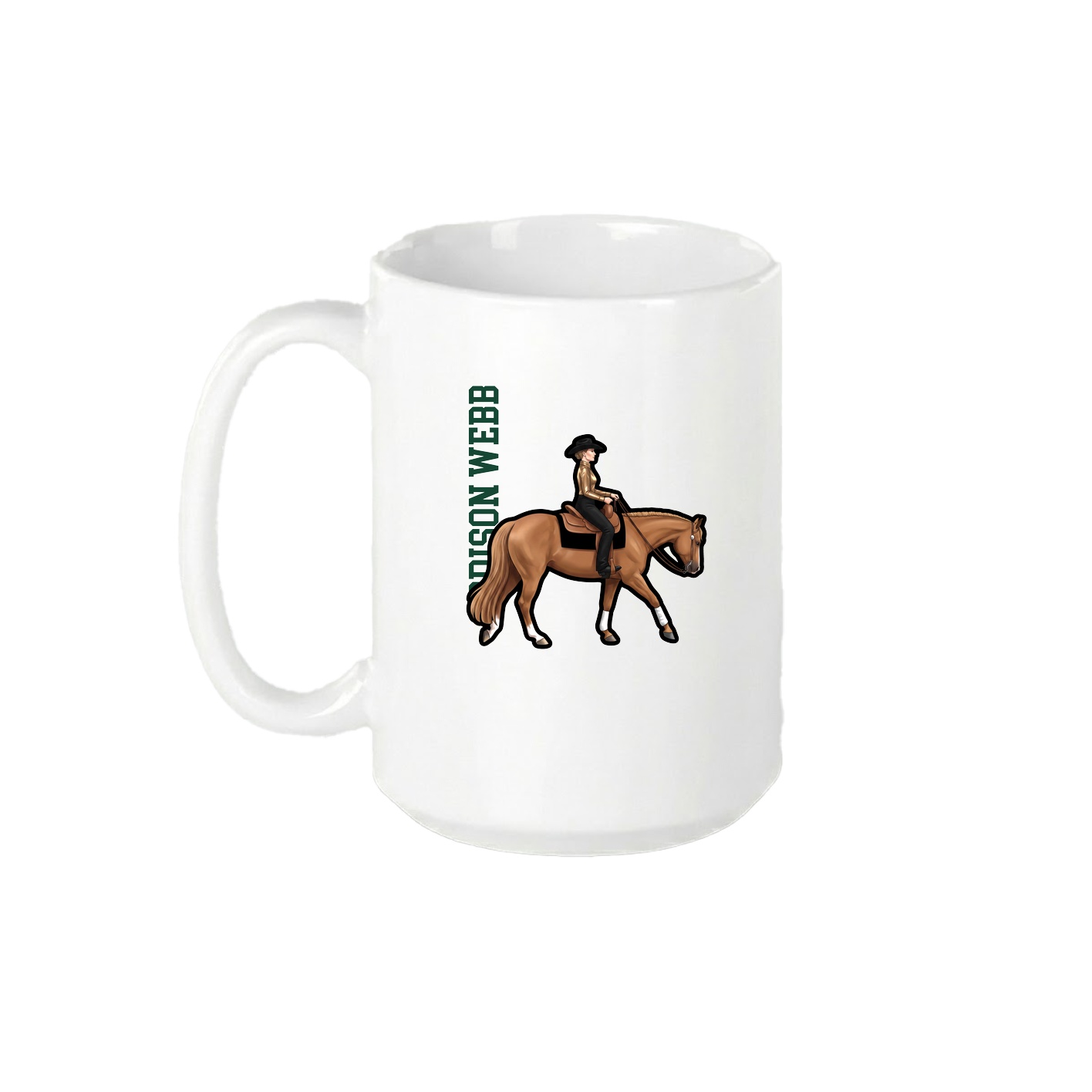 15oz Coffee Mug — Name Vertical in White