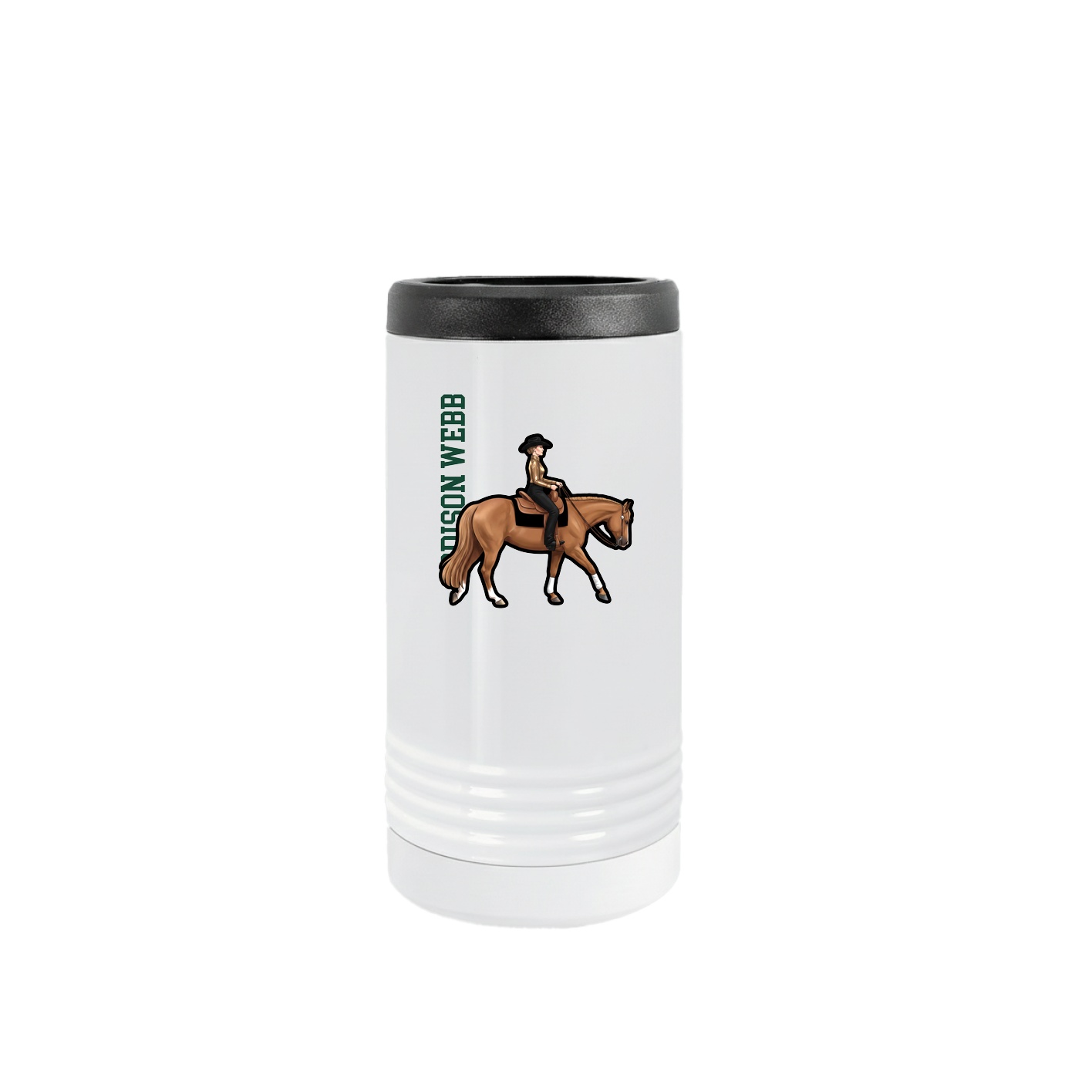Slim Beverage Holder — Name Vertical in White