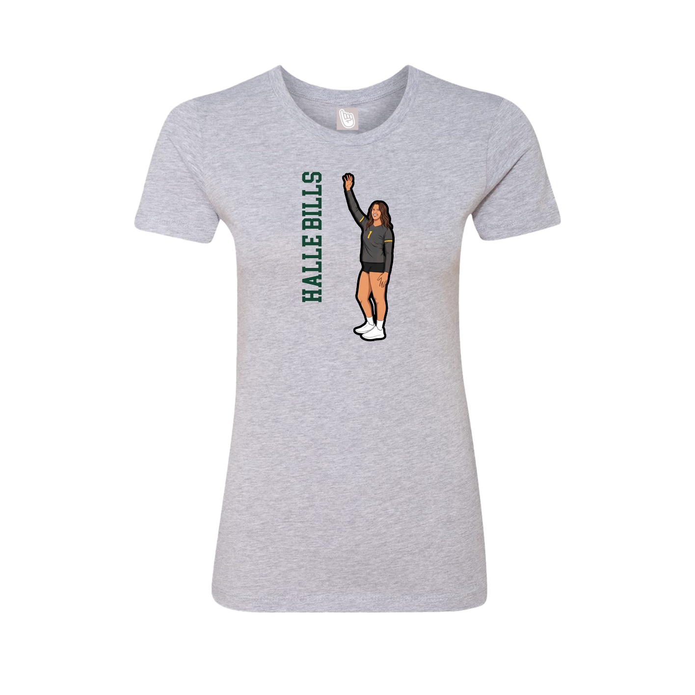 Fitted Women's Tee — Name Vertical in Grey