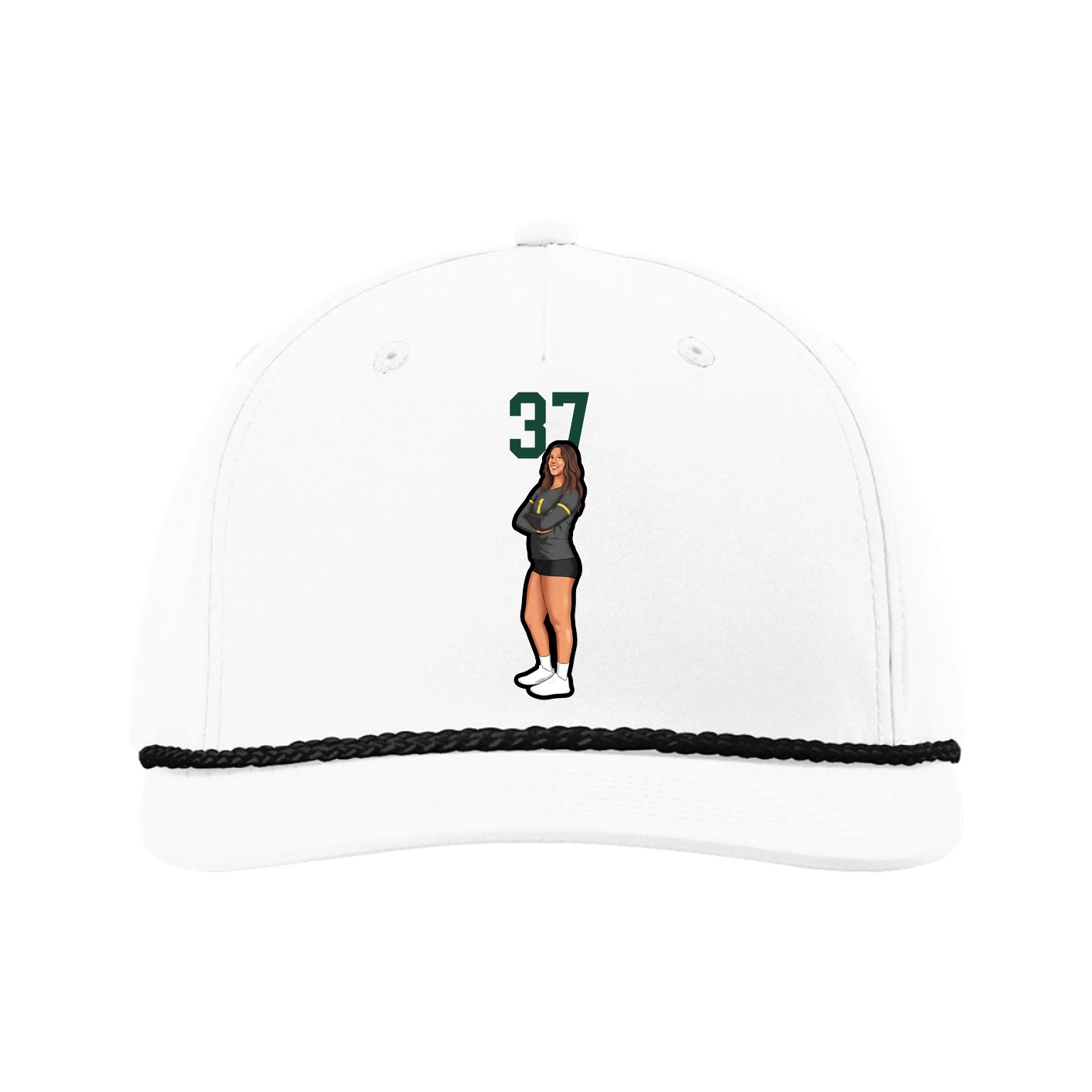 Five-Panel Classic Rope Cap — Number Top in White
