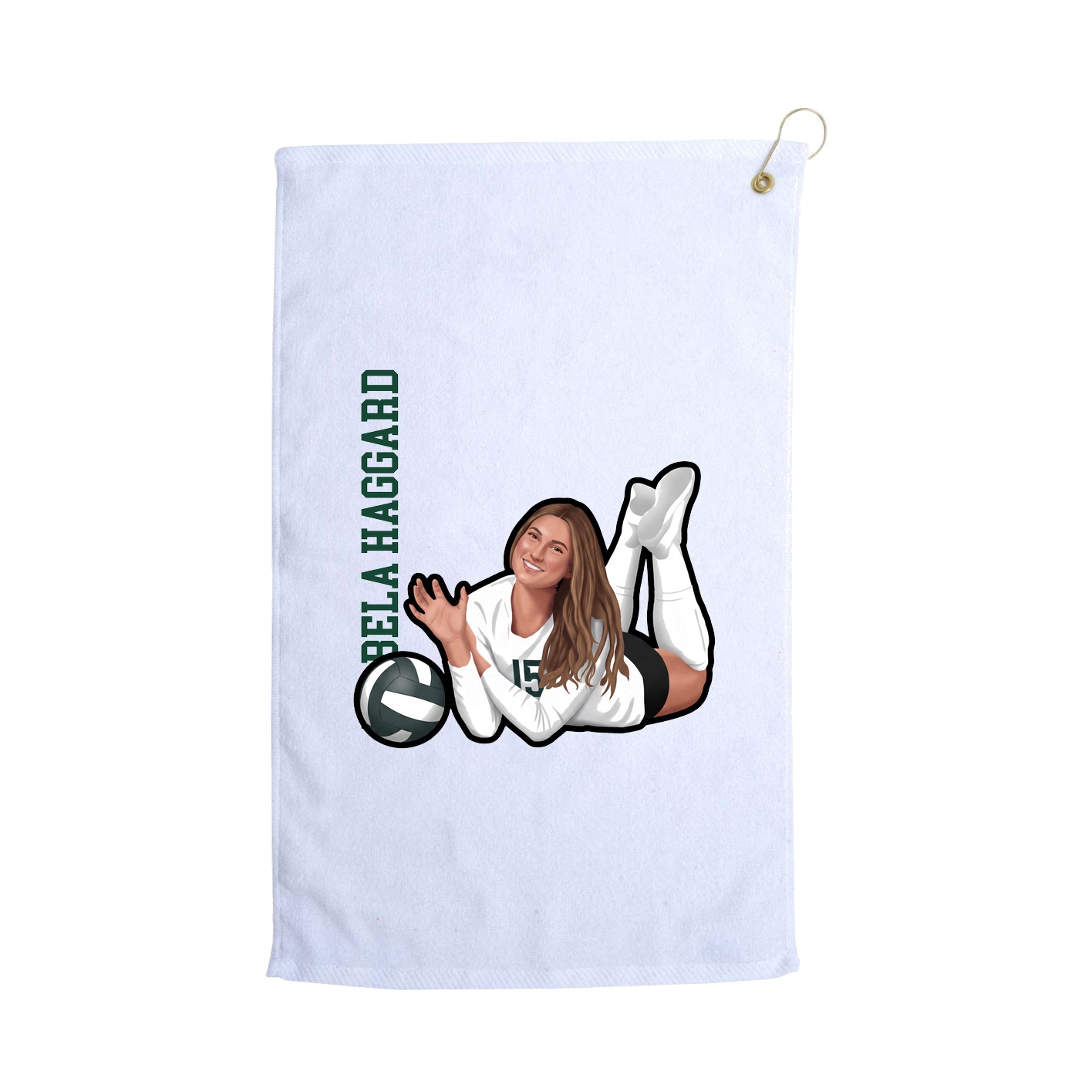 Golf Towel — Name Vertical in White