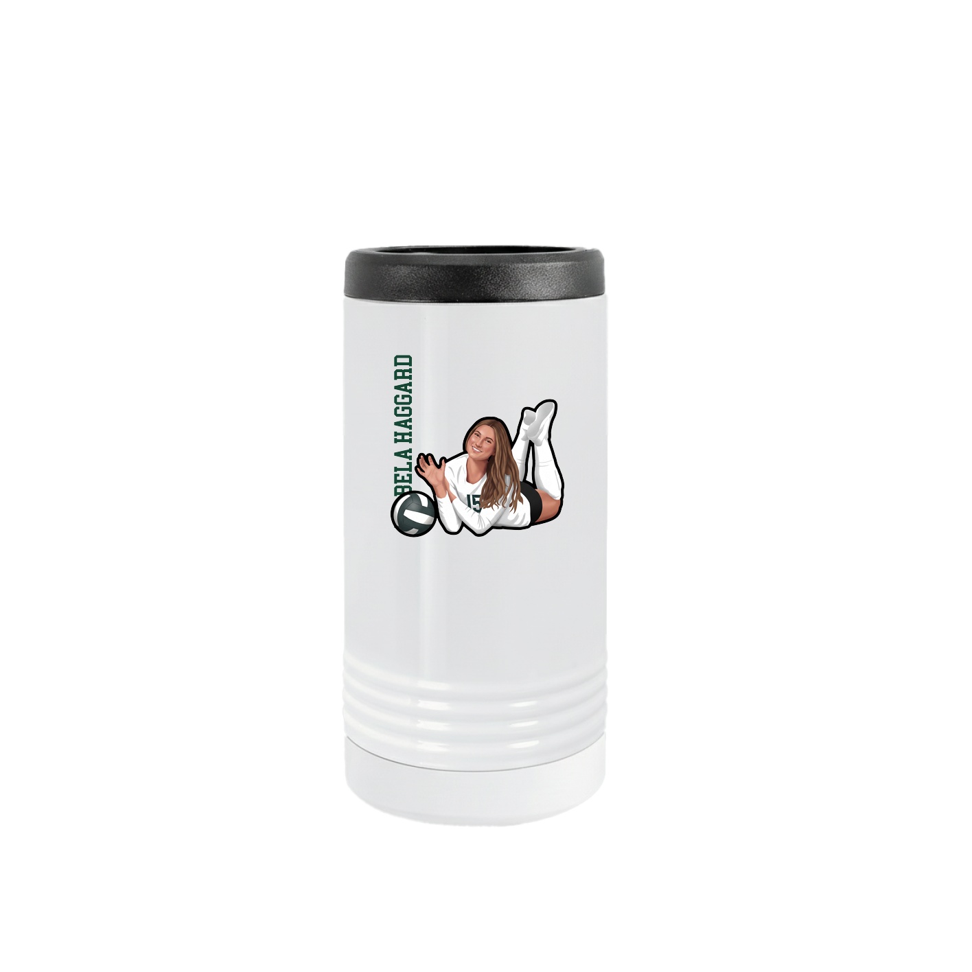 Slim Beverage Holder — Name Vertical in White