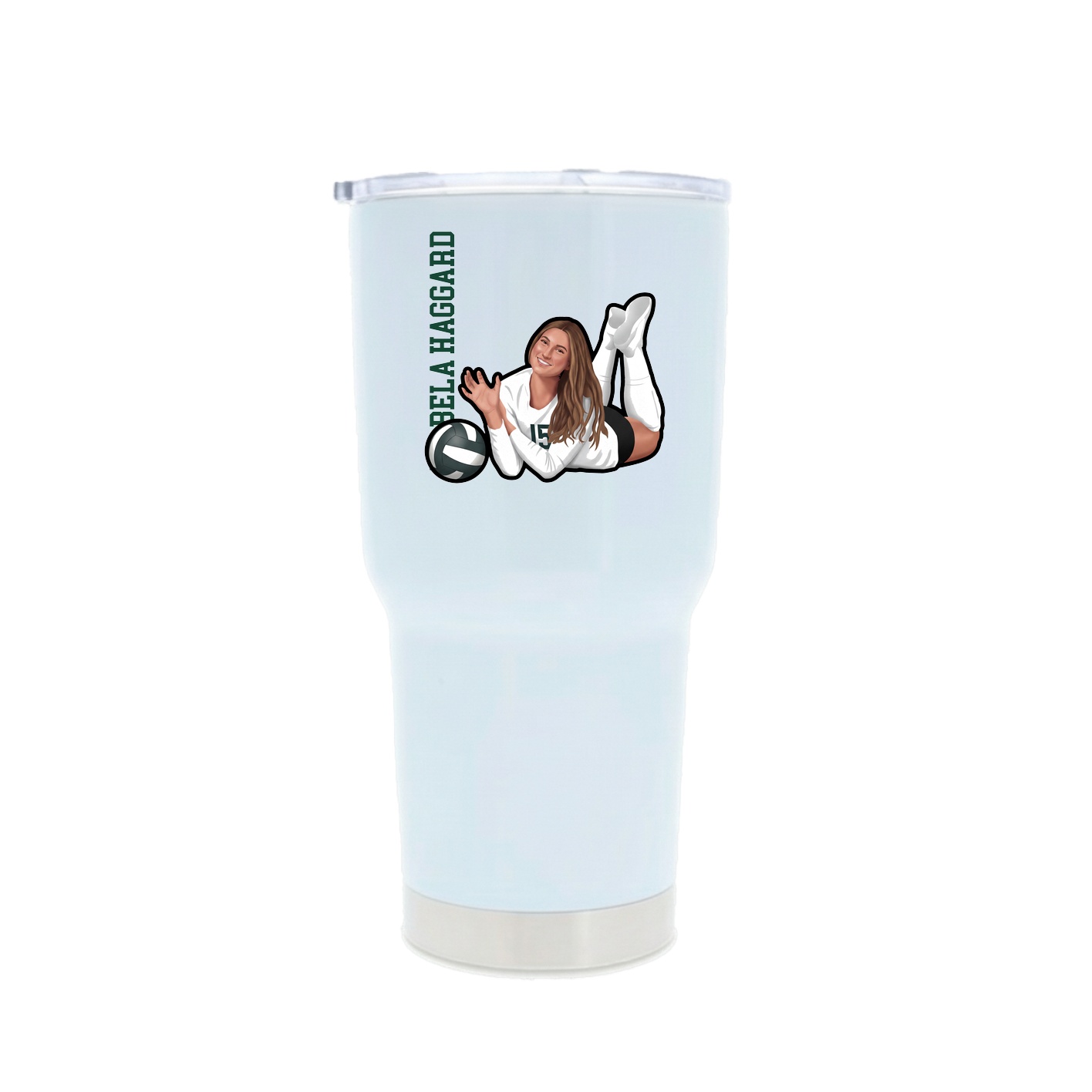 30oz Stainless Steel Tumbler — Name Vertical in White