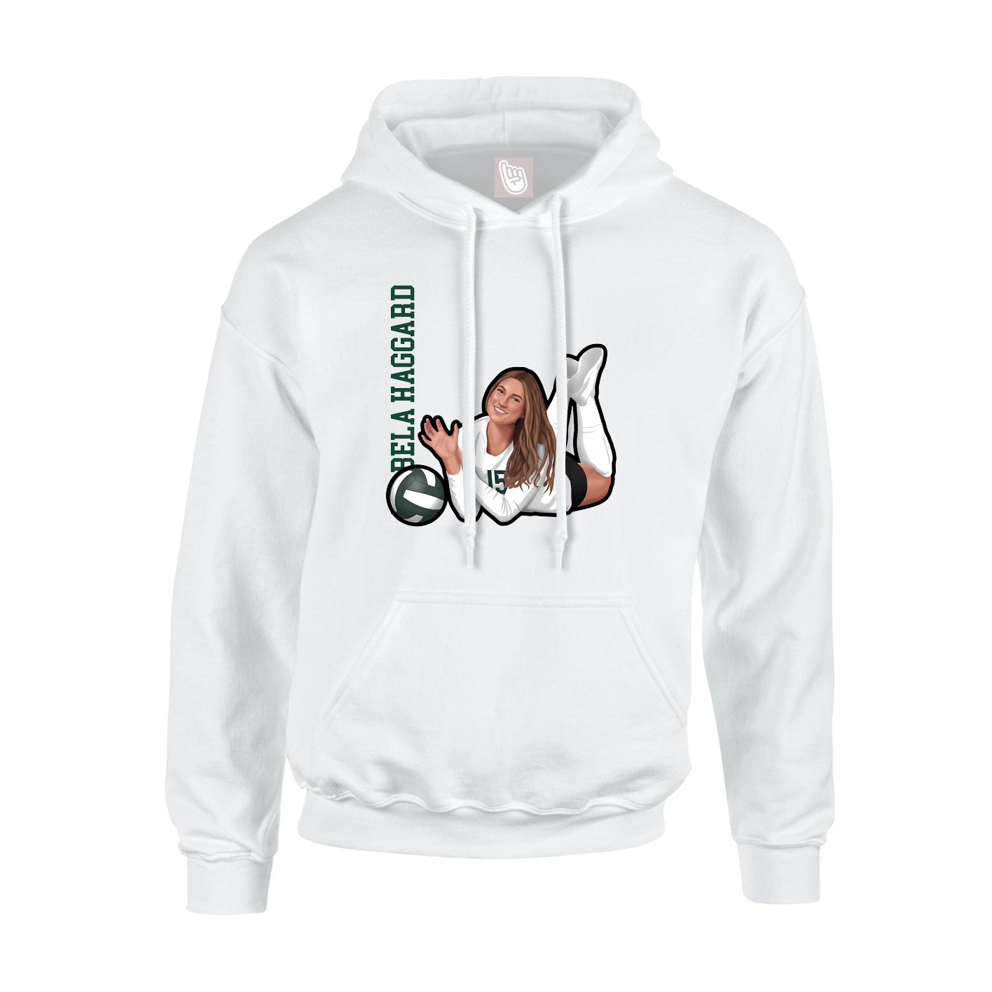 Youth Hoodie — Name Vertical in White