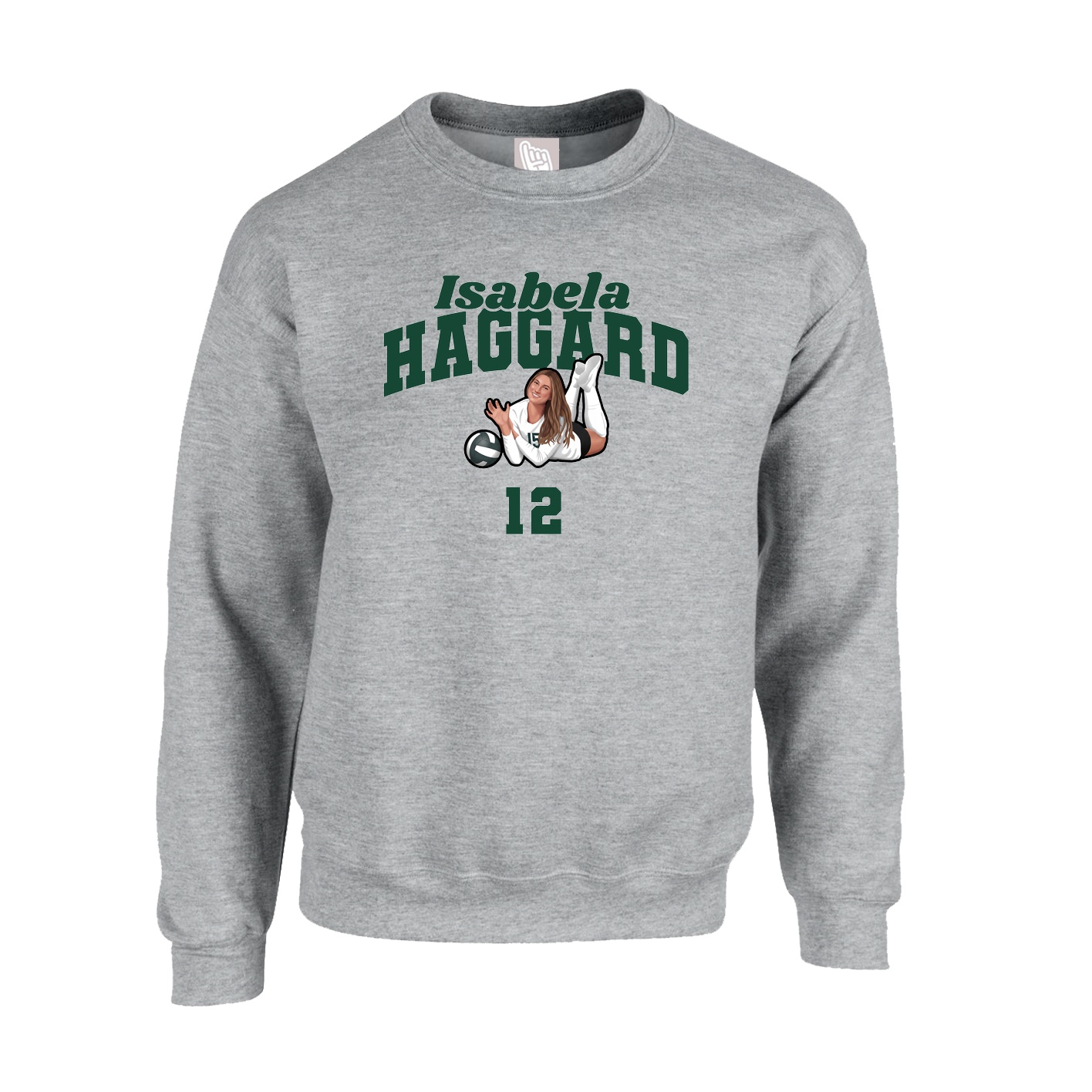 Fleece Crew — Signature Arch in Grey