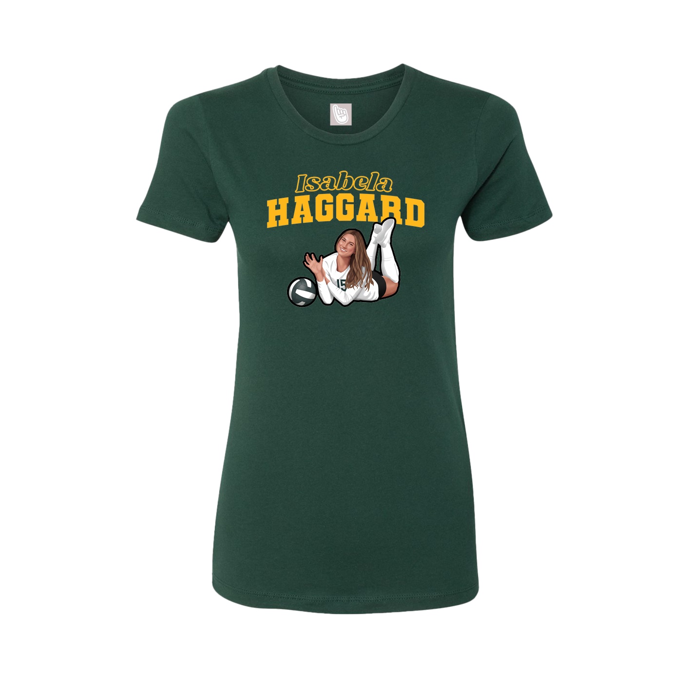 Fitted Women's Tee — Name Arch in Green