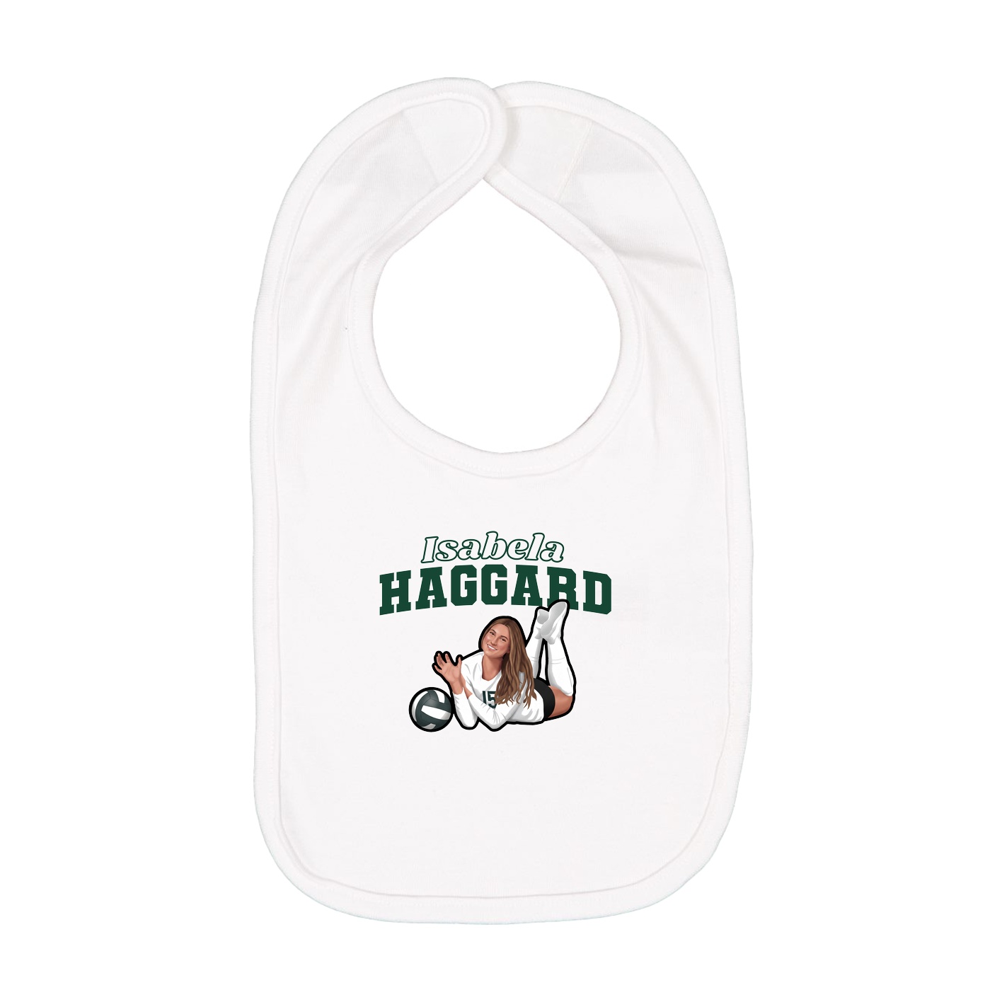 Infant Bib — Name Arch in White