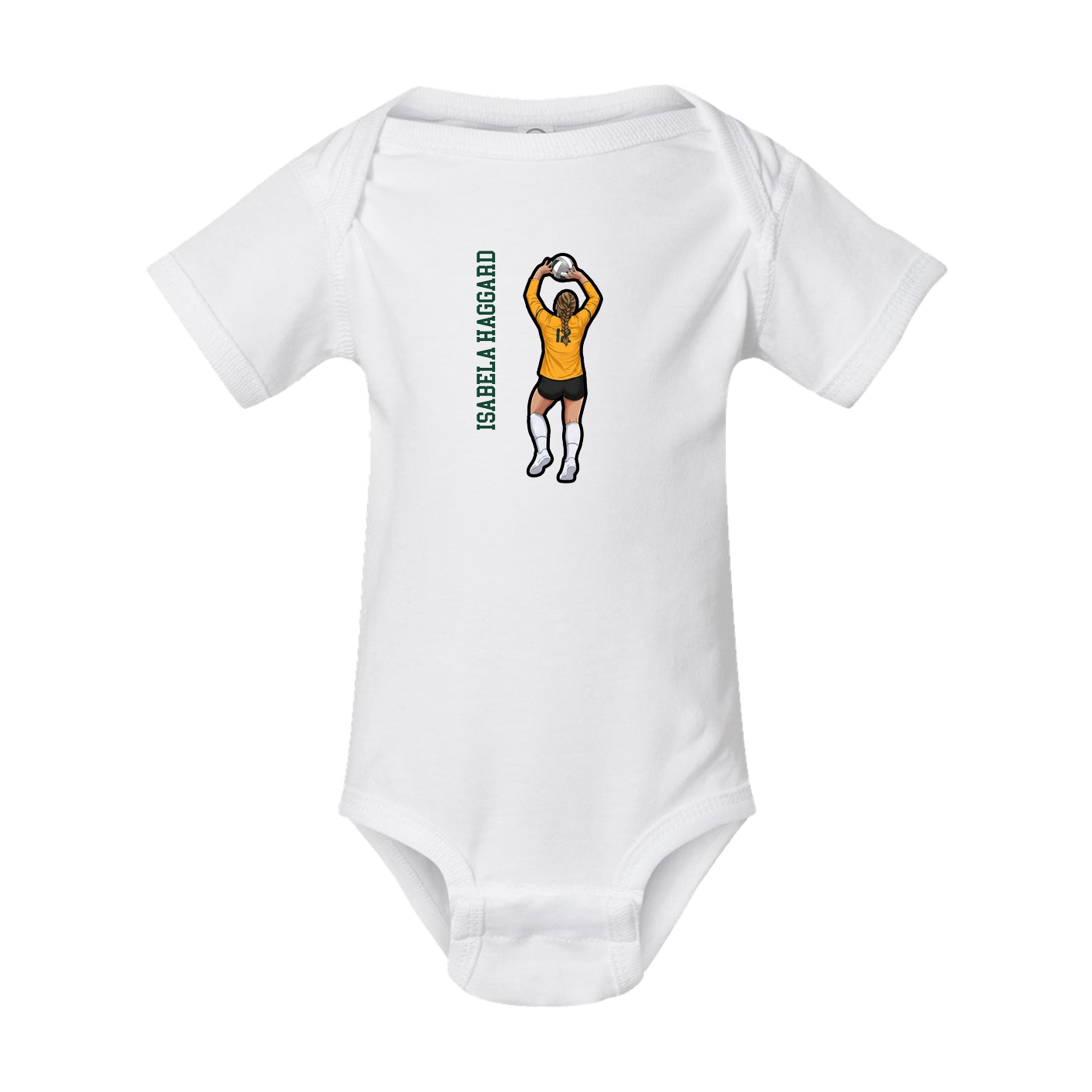 Baby Onesie — Name Vertical in White