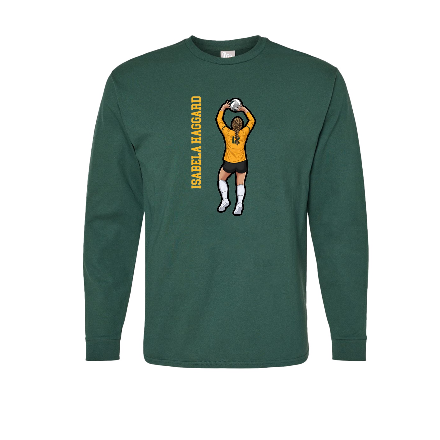 Long Sleeve Tee — Name Vertical in Green