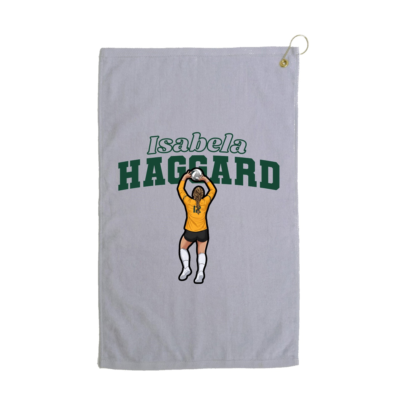 Golf Towel — Name Arch in Grey