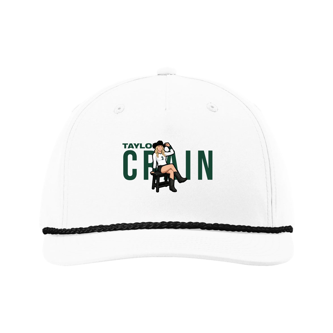 Five-Panel Classic Rope Cap — Player Name in White
