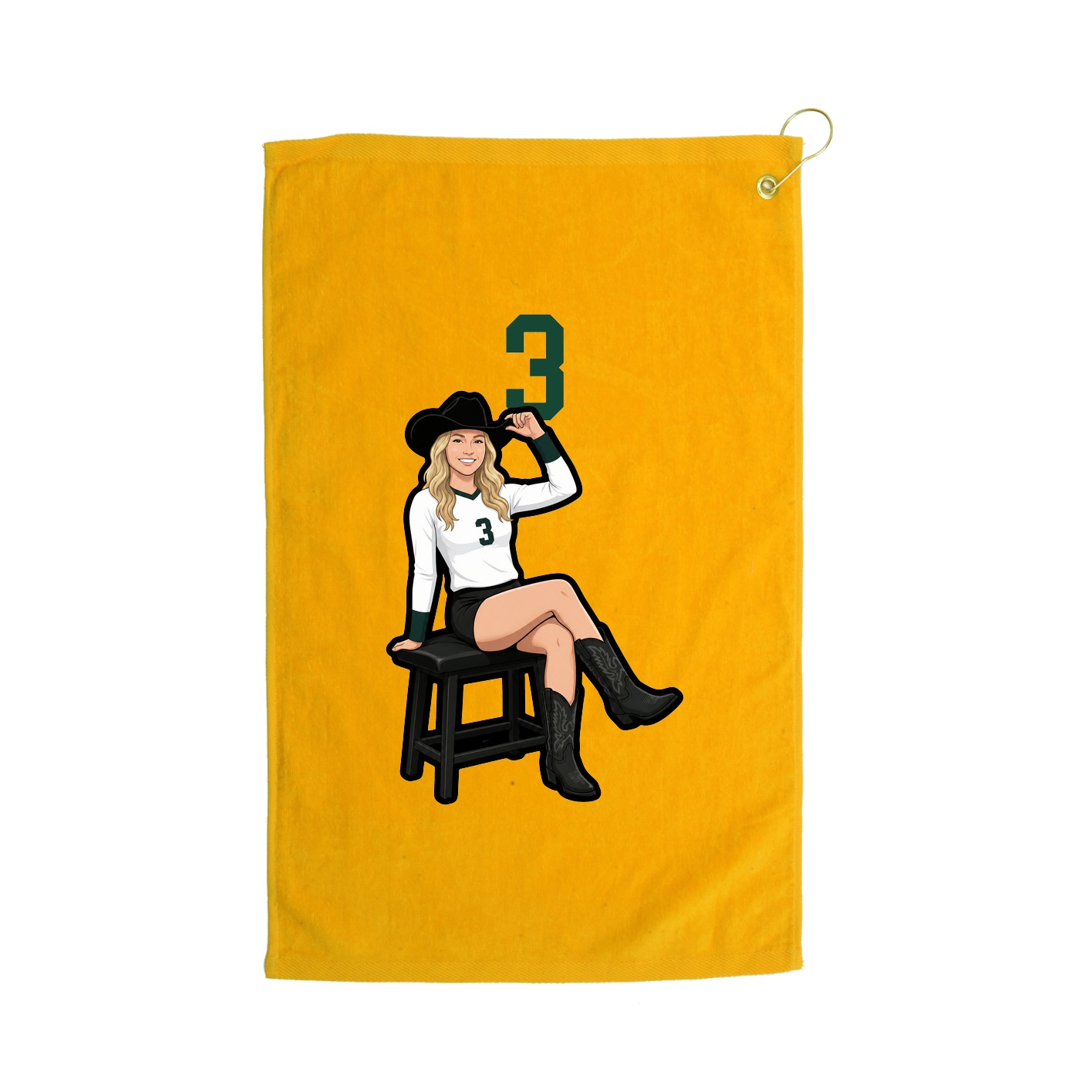 Golf Towel — Number Top in Gold