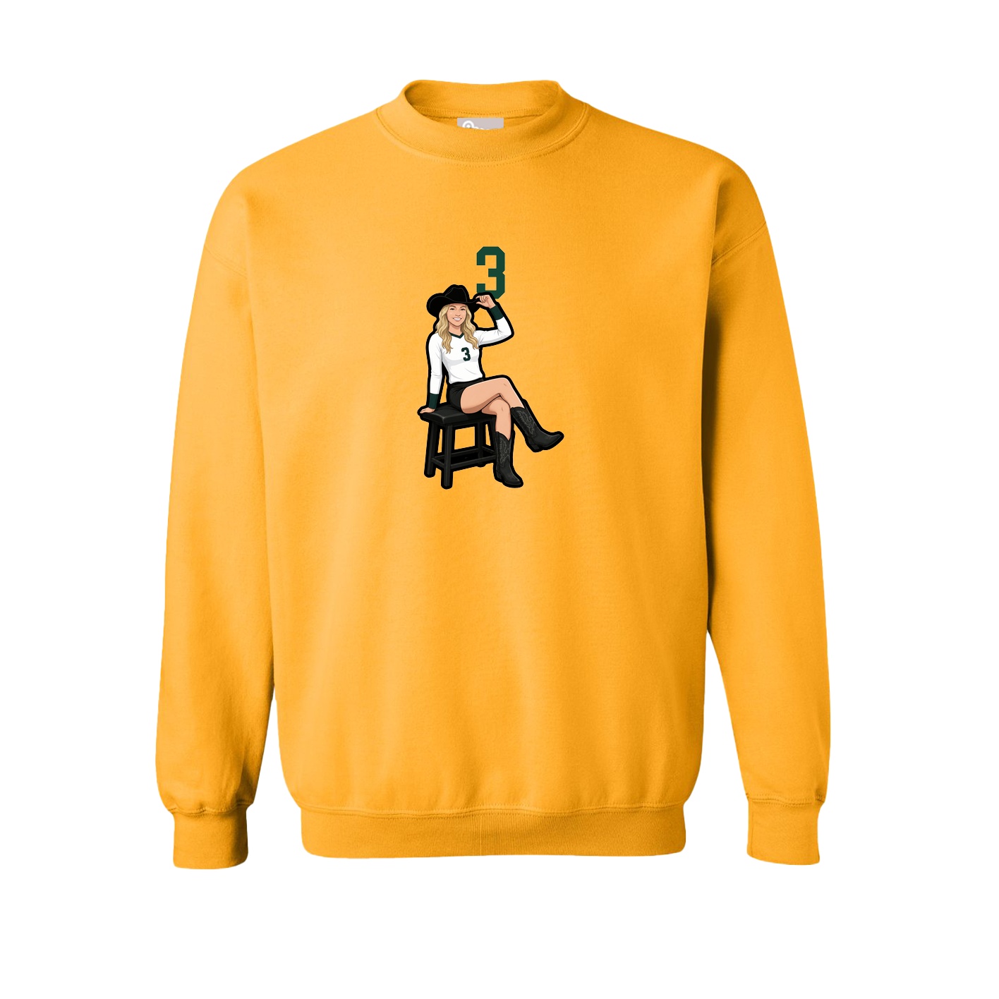 Fleece Crew — Number Top in Gold