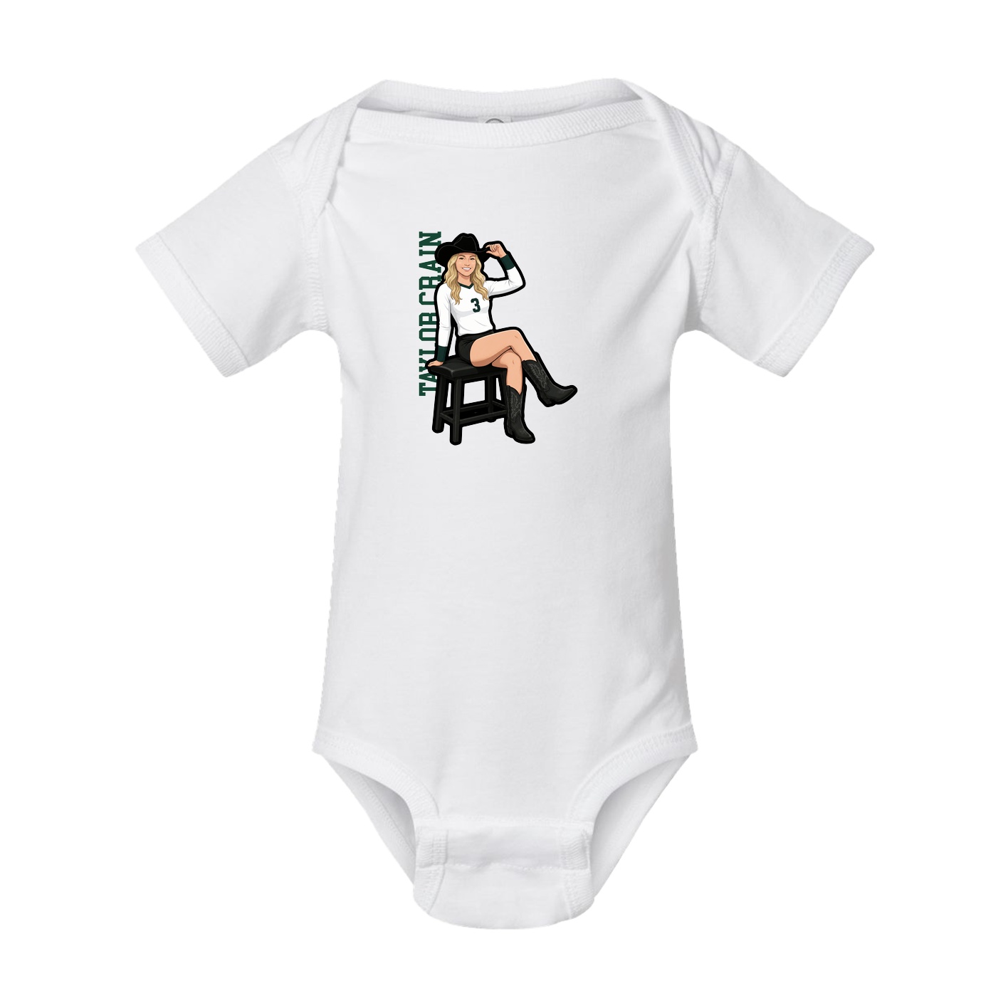 Baby Onesie — Name Vertical in White
