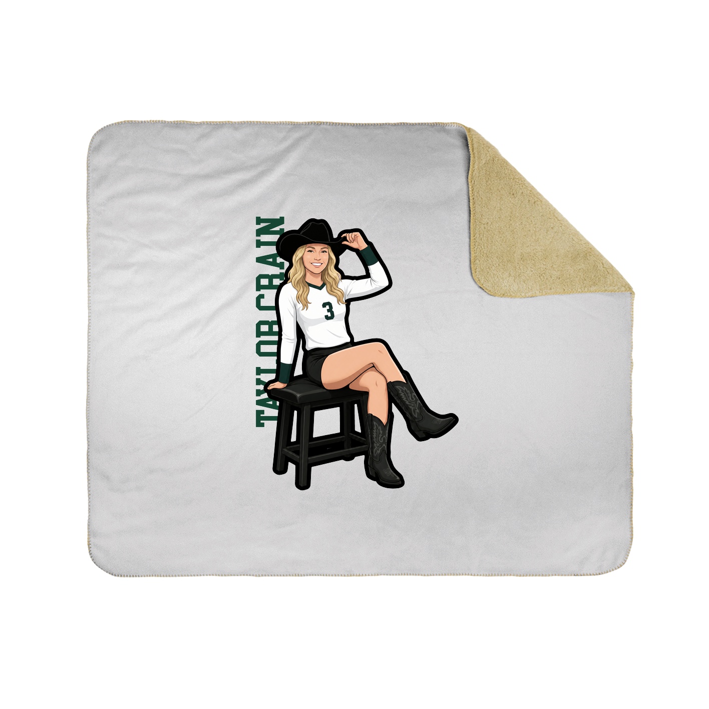 Throw Blanket — Name Vertical in White