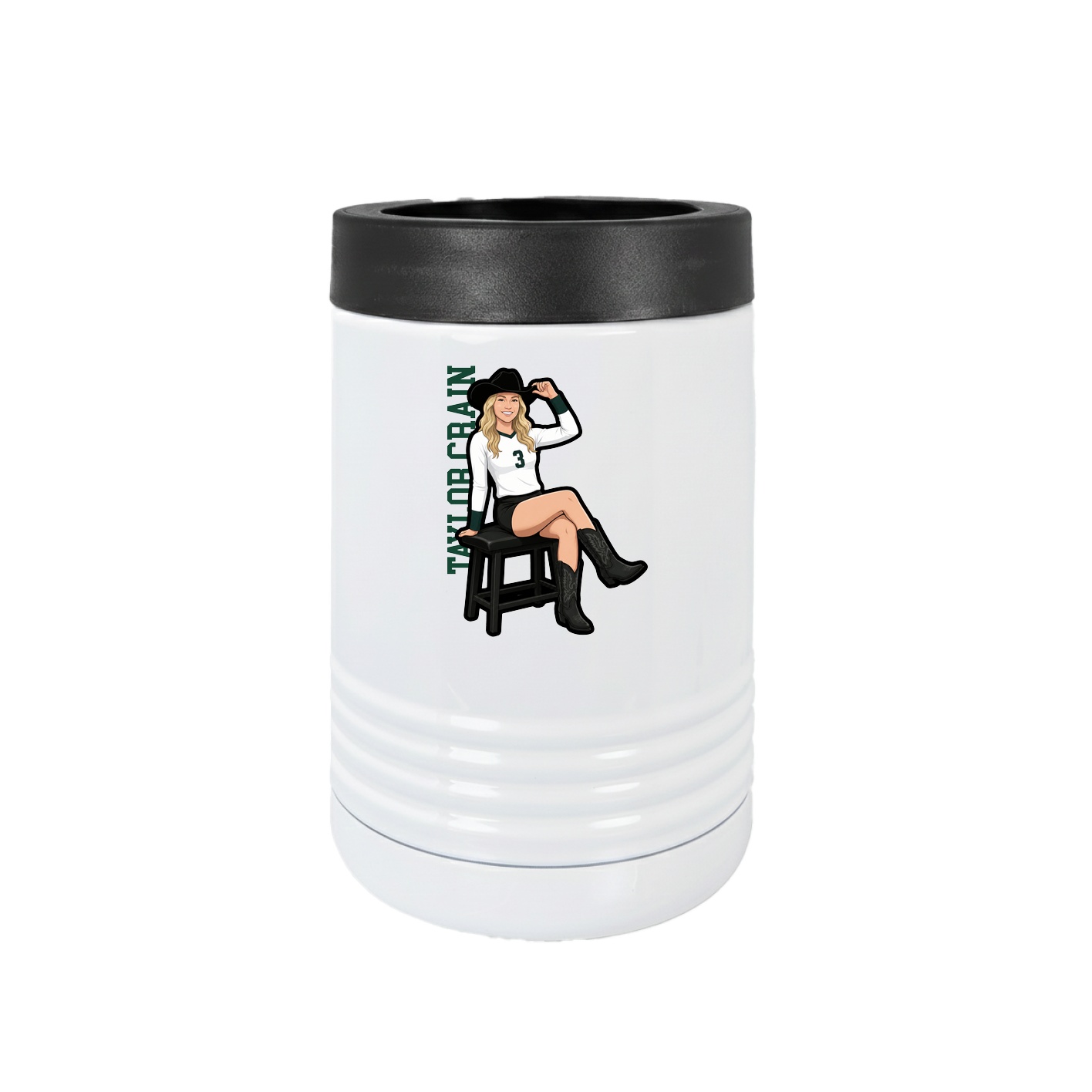 Beverage Holder — Name Vertical in White