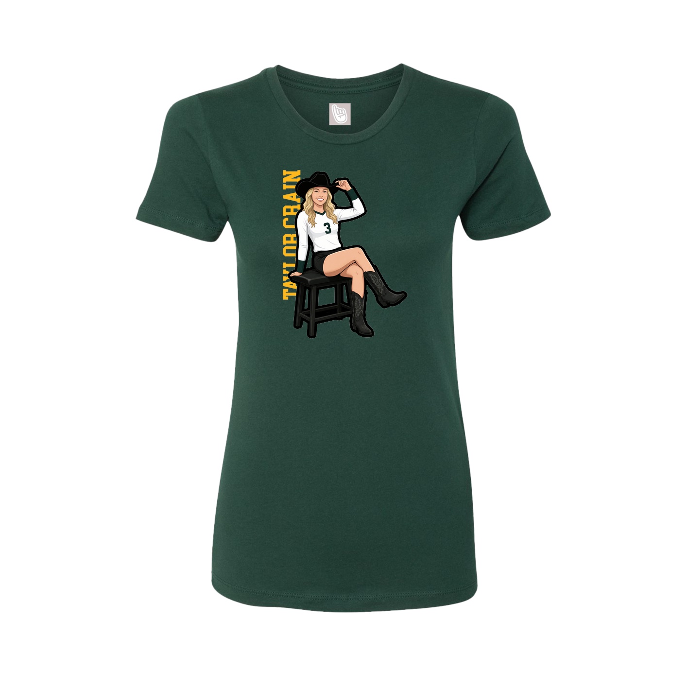Fitted Women's Tee — Name Vertical in Green