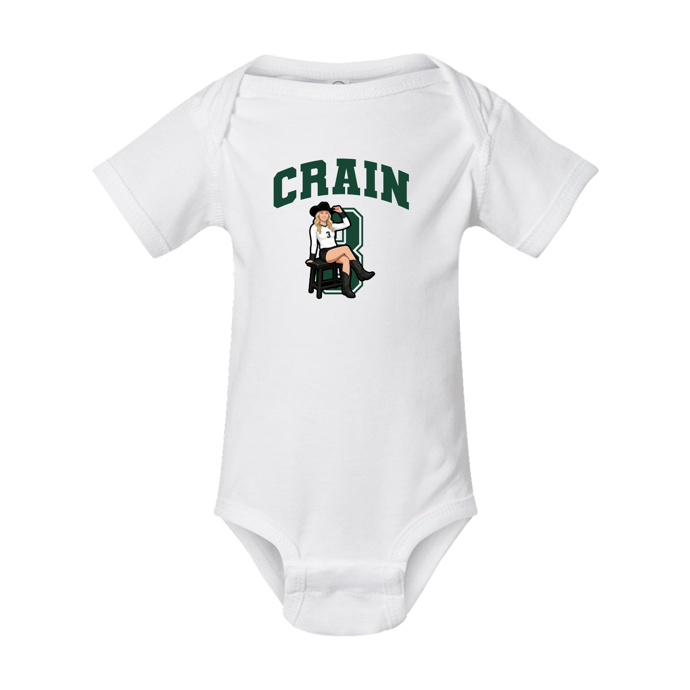 Baby Onesie — Number in White