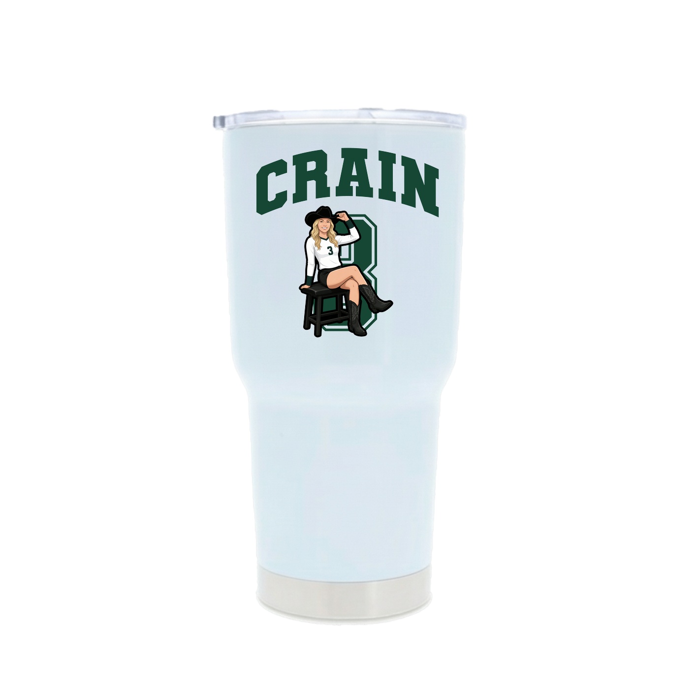 30oz Stainless Steel Tumbler — Number in White