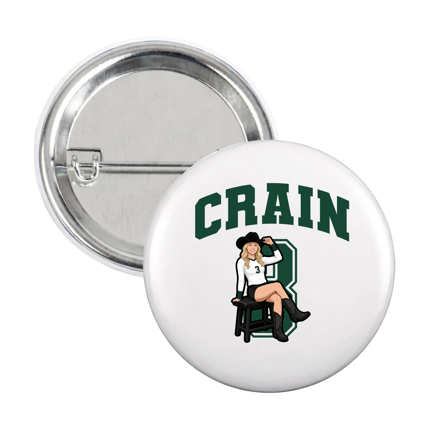 Game Day Button — Number in White