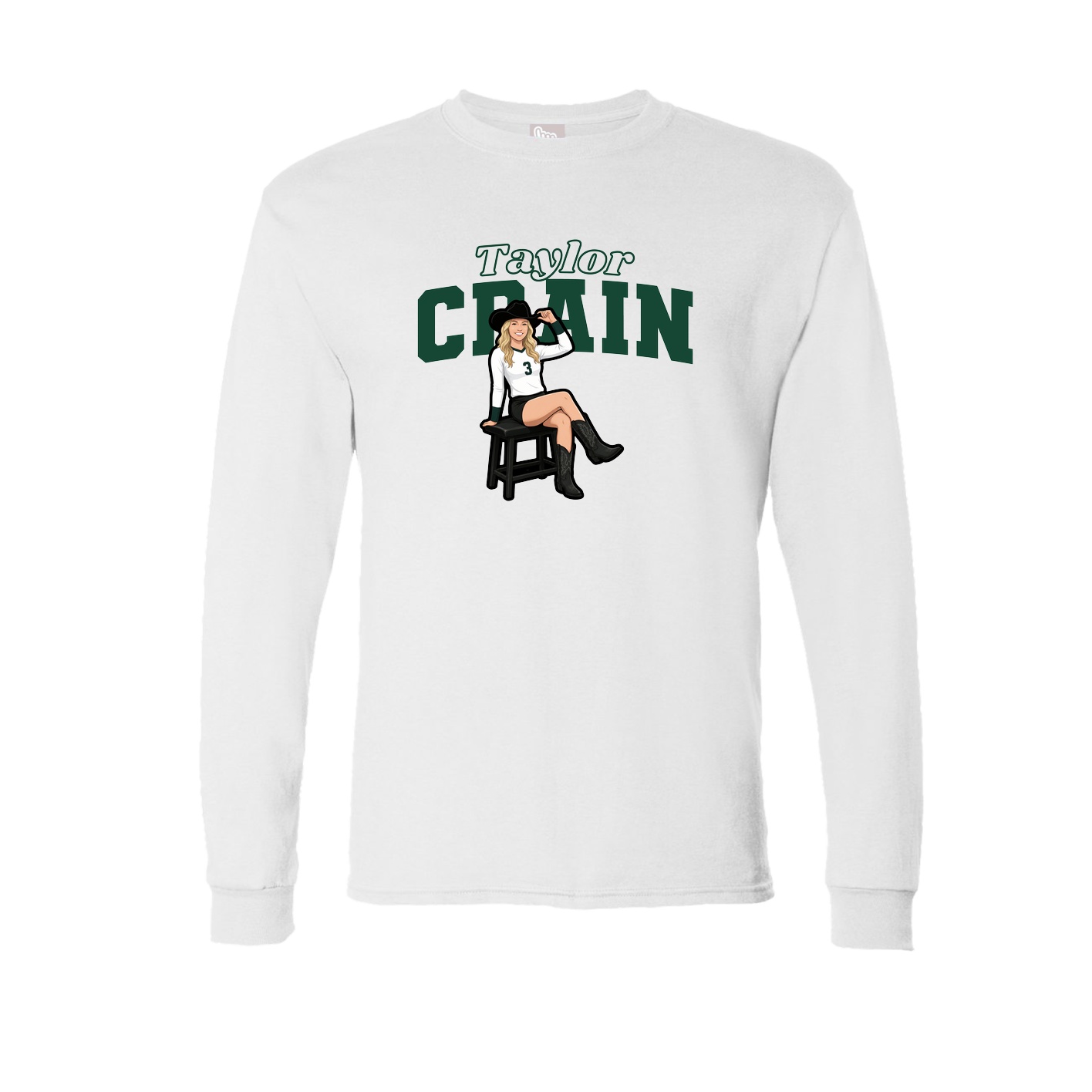 Long Sleeve Tee — Name Arch in White