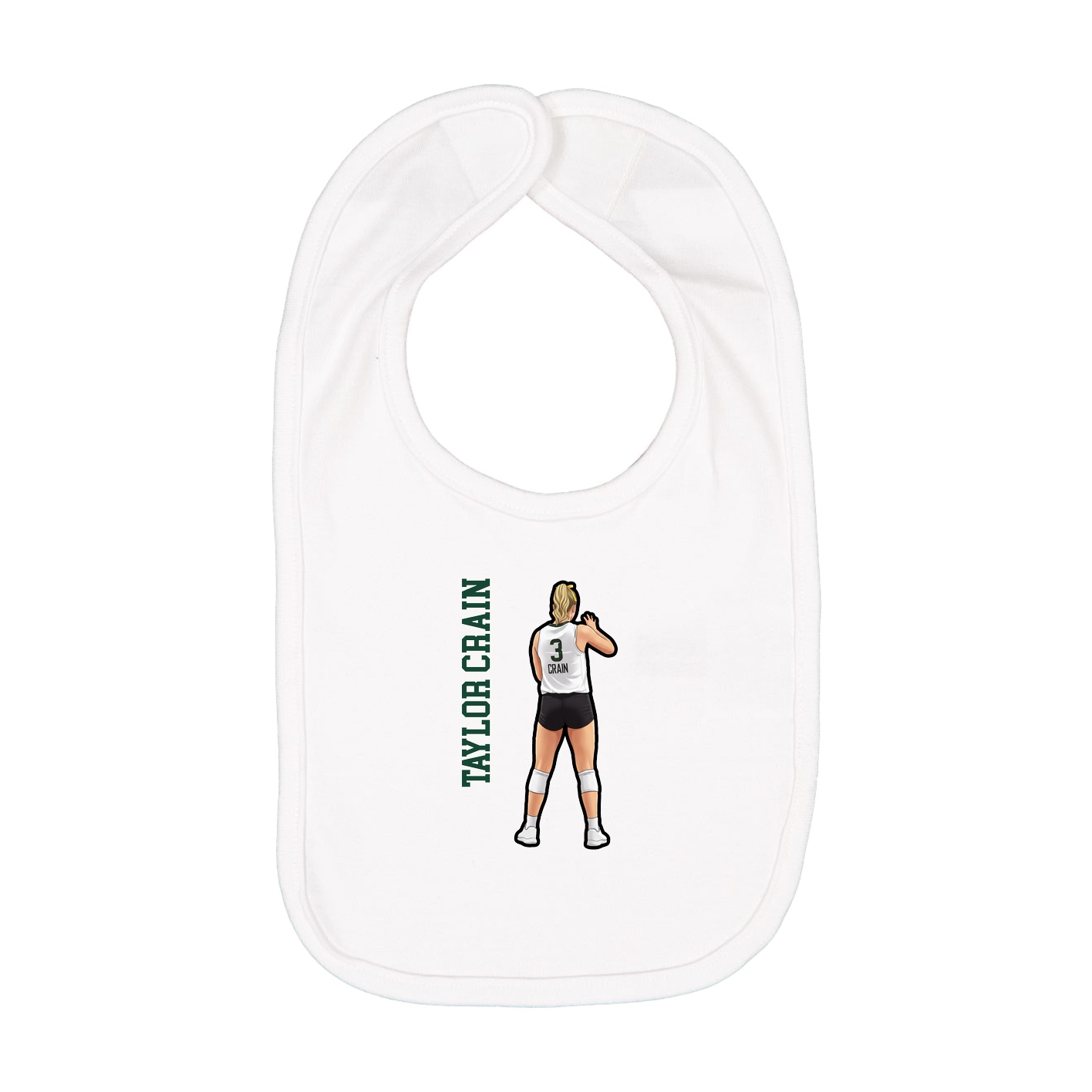 Infant Bib — Name Vertical in White