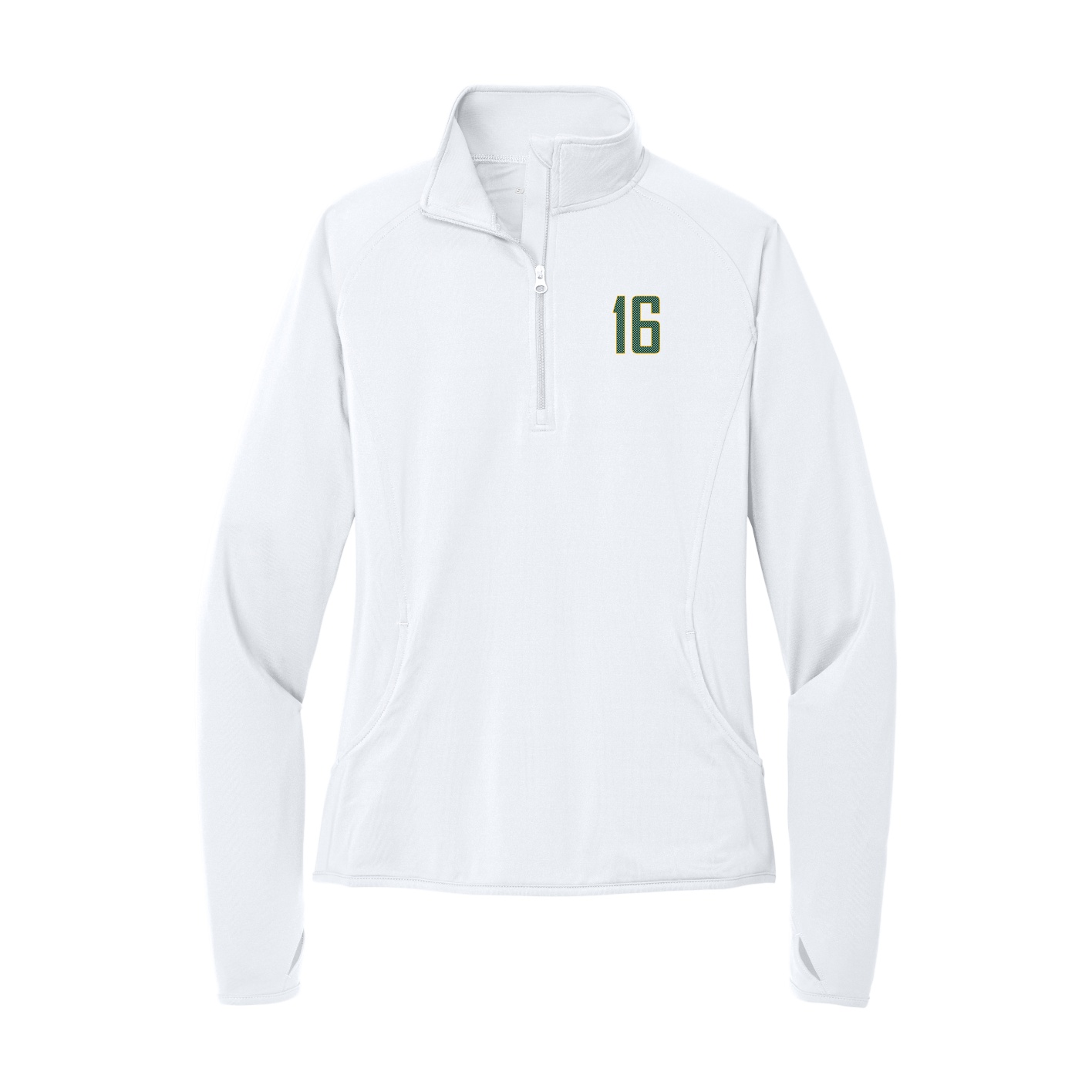 Women's Q-Zip Pullover — Front Shirsy in White