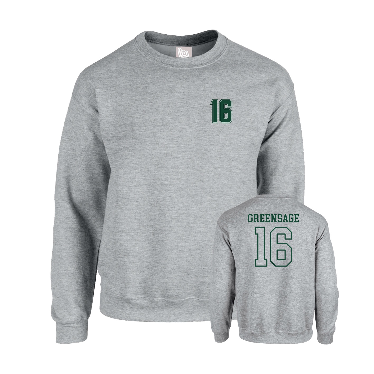 Fleece Crew — Chest Back in Grey