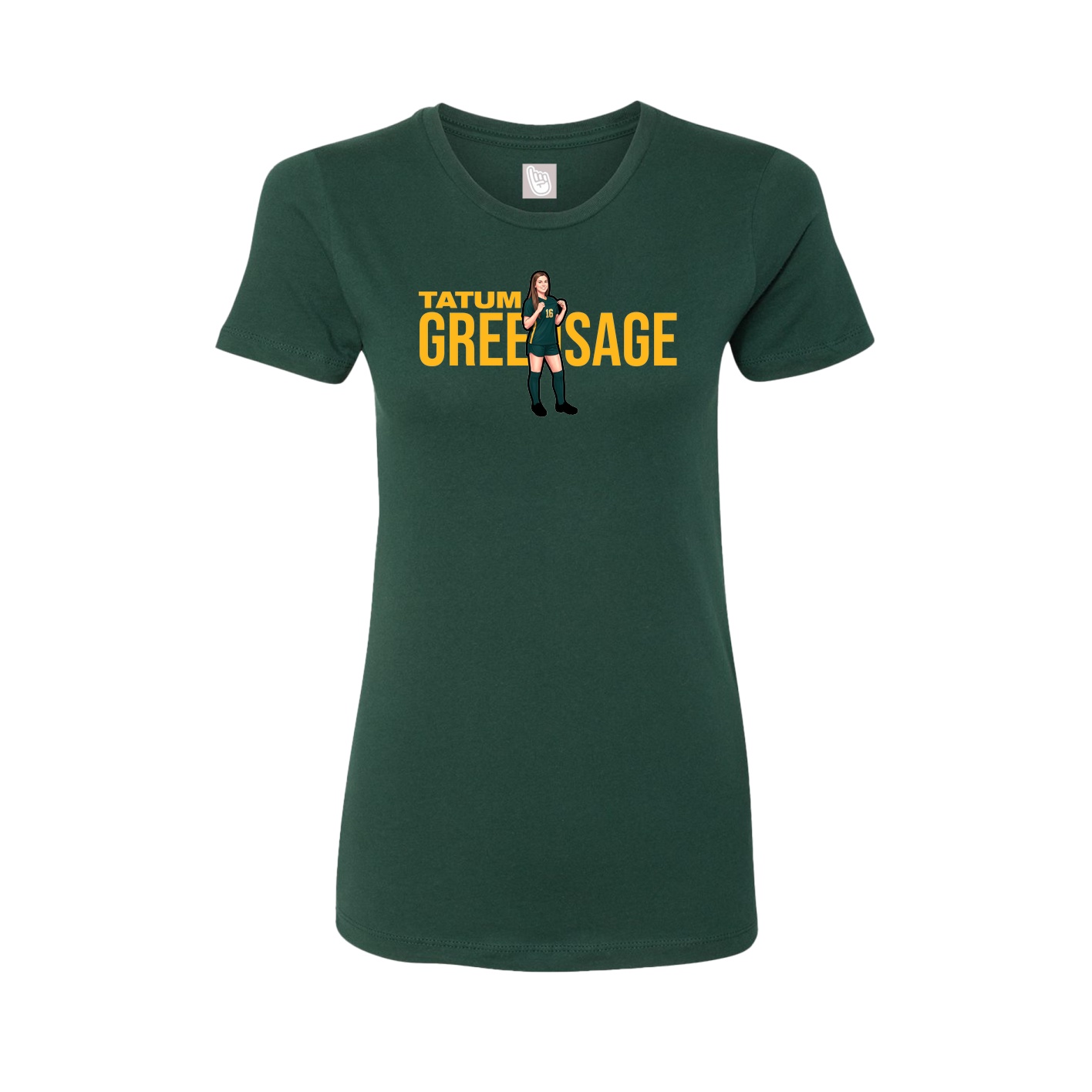 Fitted Women's Tee — Player Name in Green