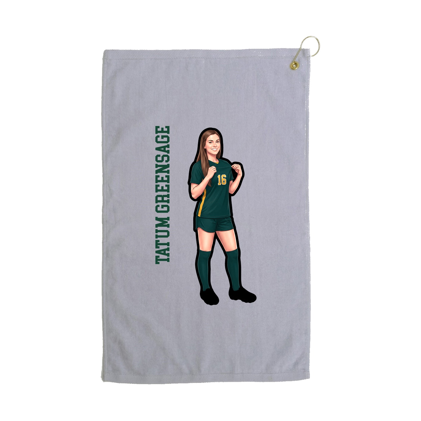 Golf Towel — Name Vertical in Grey