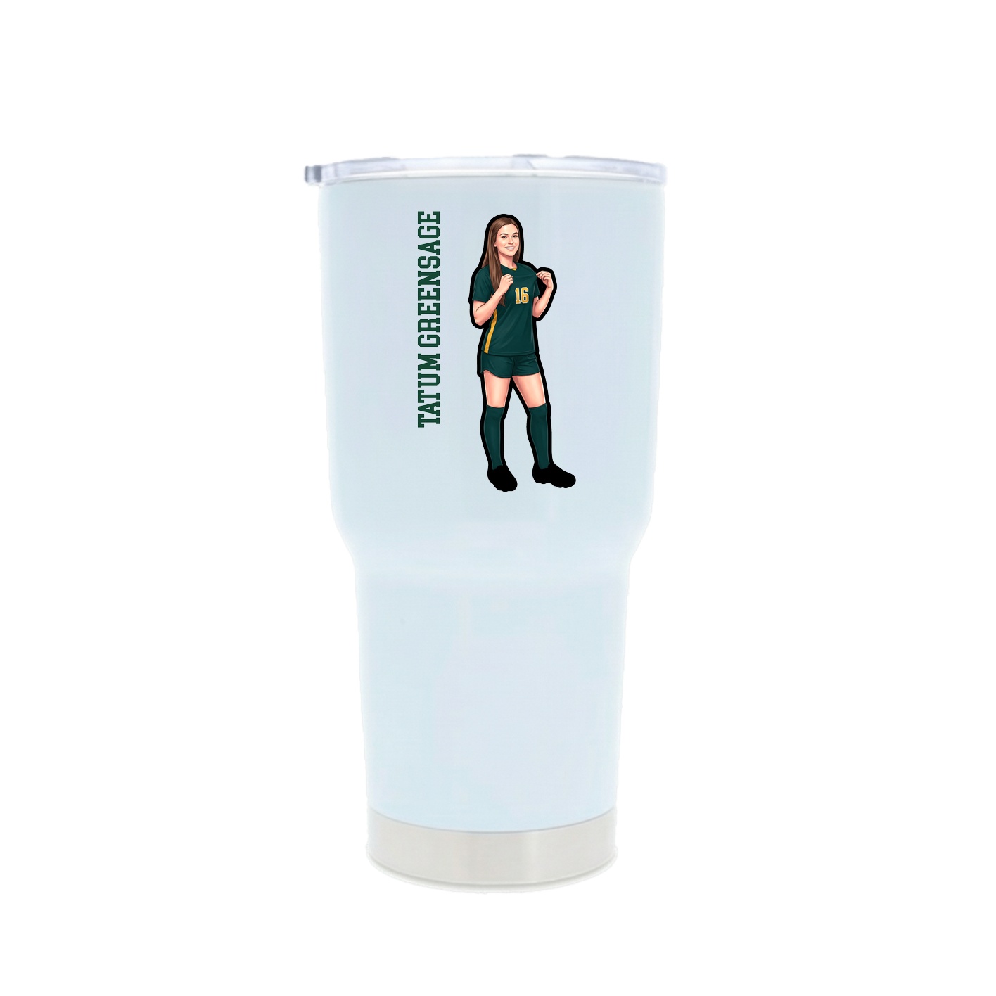 30oz Stainless Steel Tumbler — Name Vertical in White