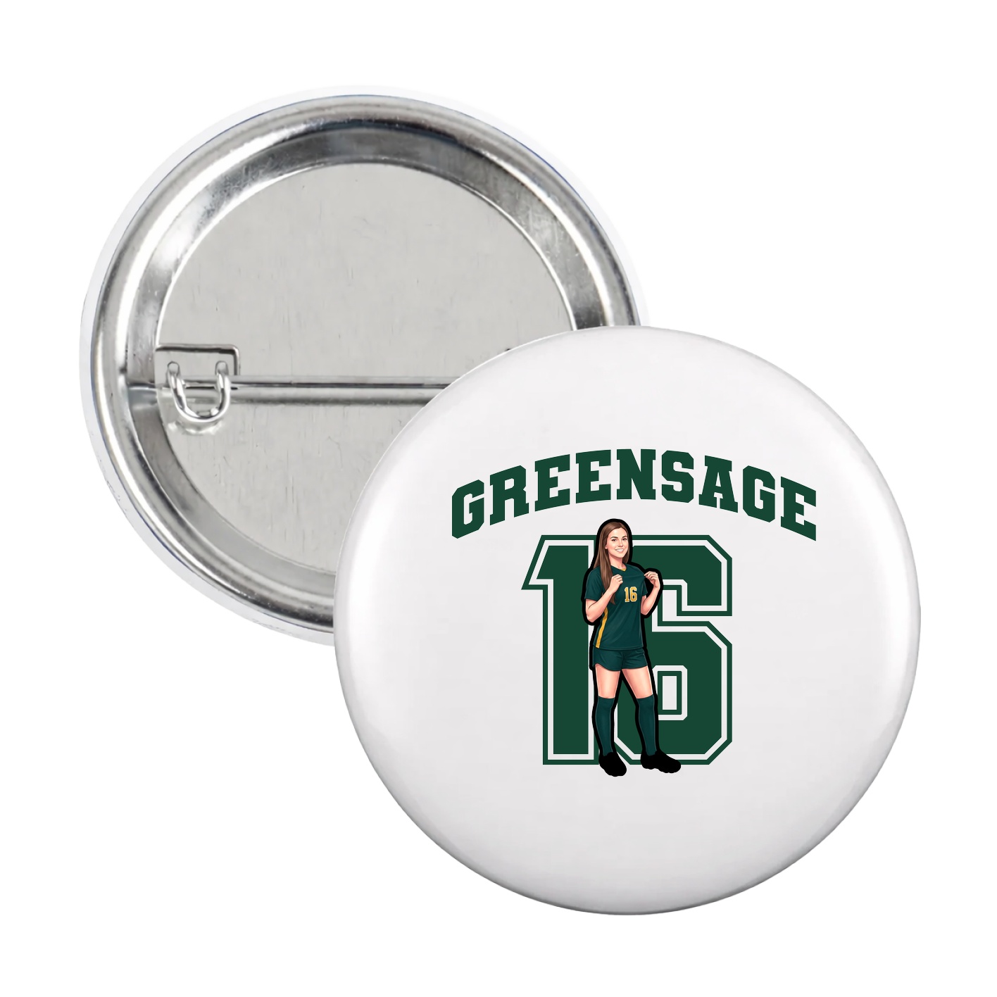 Game Day Button — Number in White