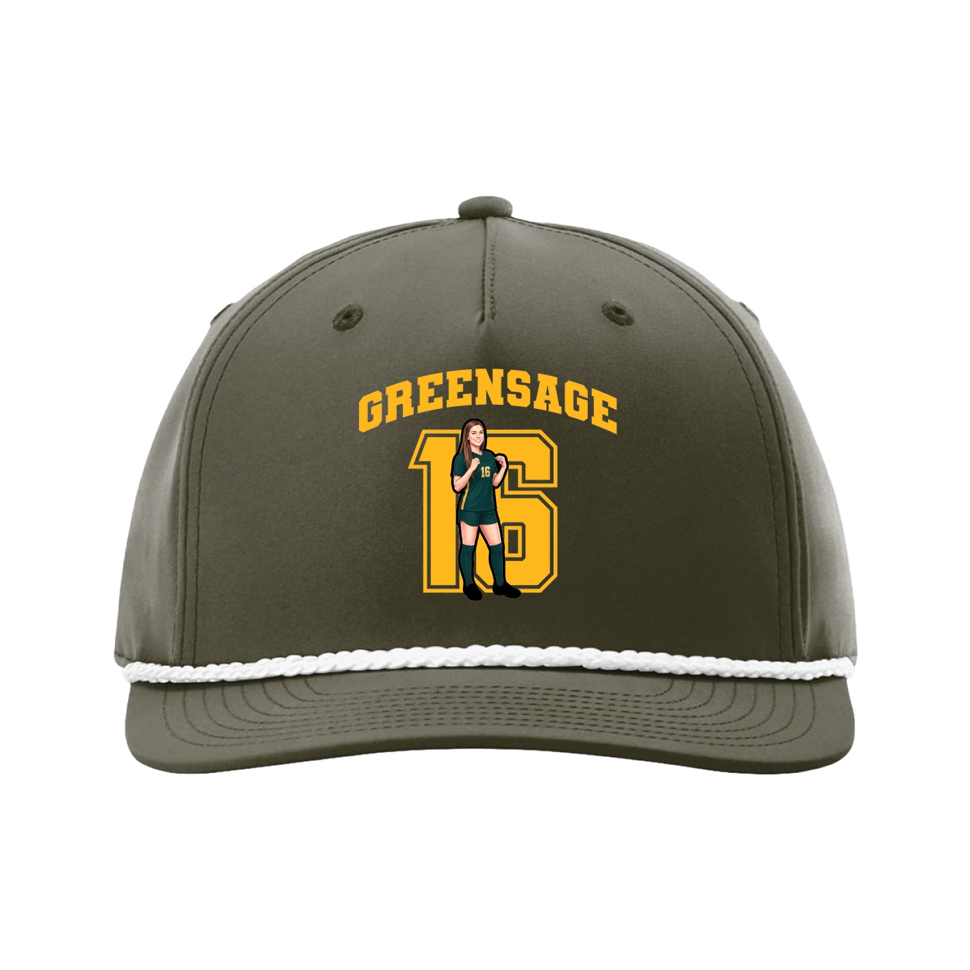 Five-Panel Classic Rope Cap — Number in Green