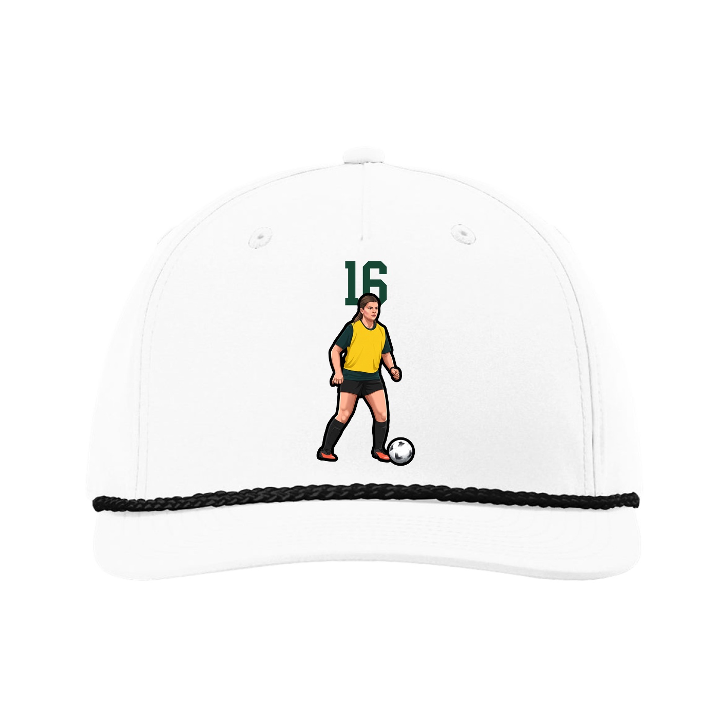 Five-Panel Classic Rope Cap — Number Top in White