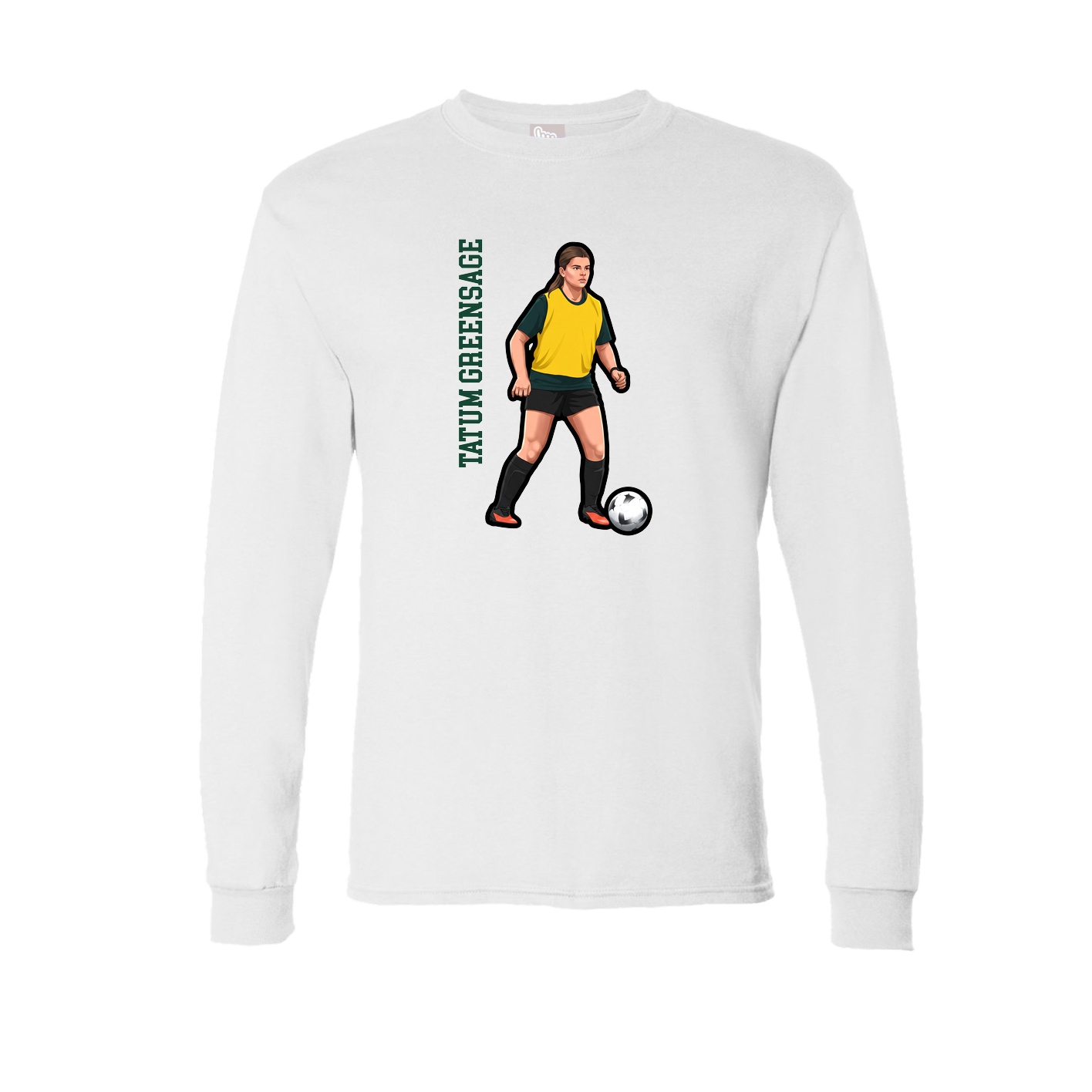 Long Sleeve Tee — Name Vertical in White